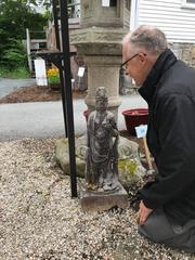 Japanese Stone Kannon Guan yin Pleasant Face