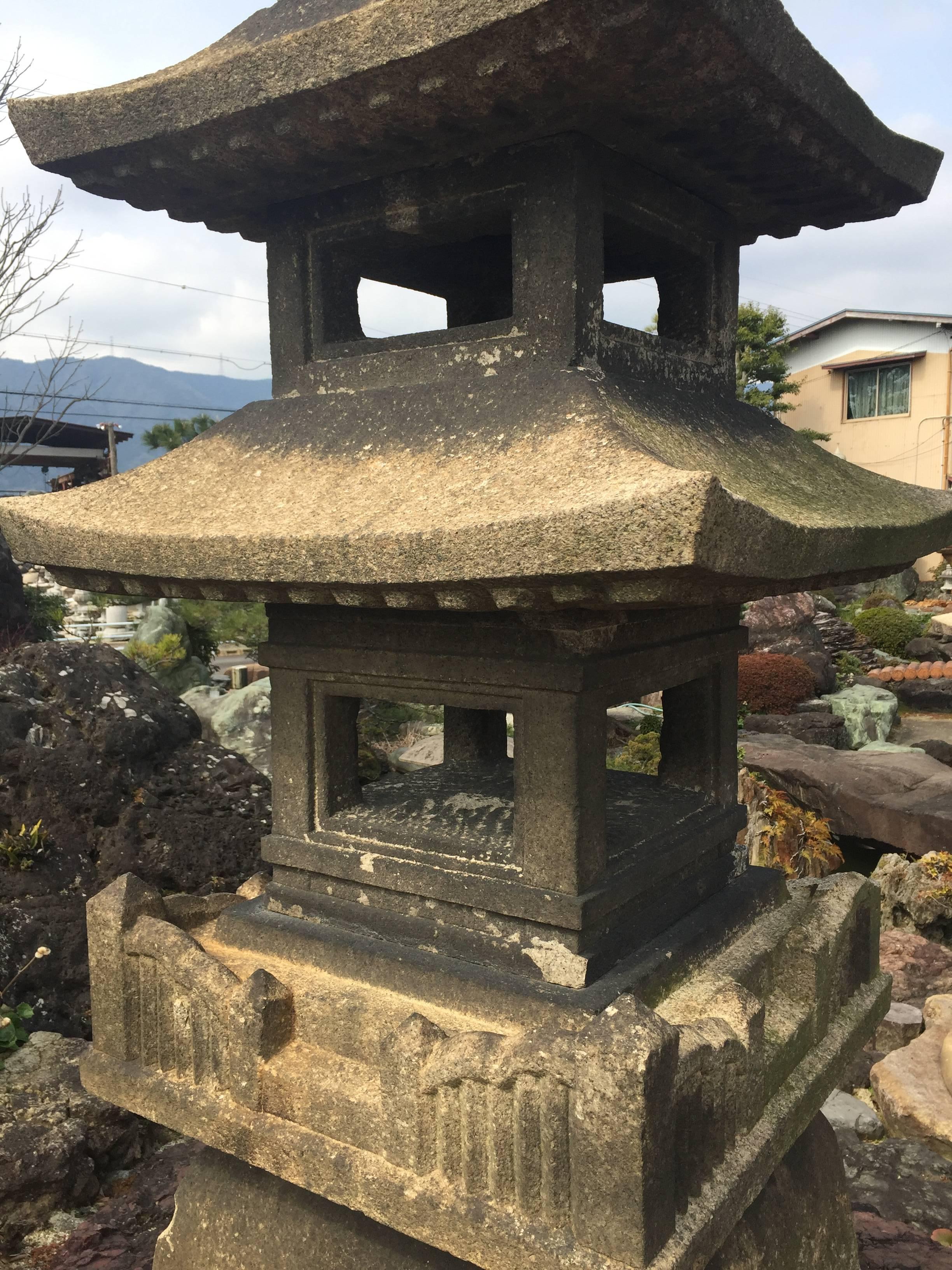 Hand-Carved Japanese Tall Antique Five Elements Stone Pagoda- best in class
