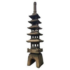 Japanese Tall Antique Five Elements Stone Pagoda- best in class
