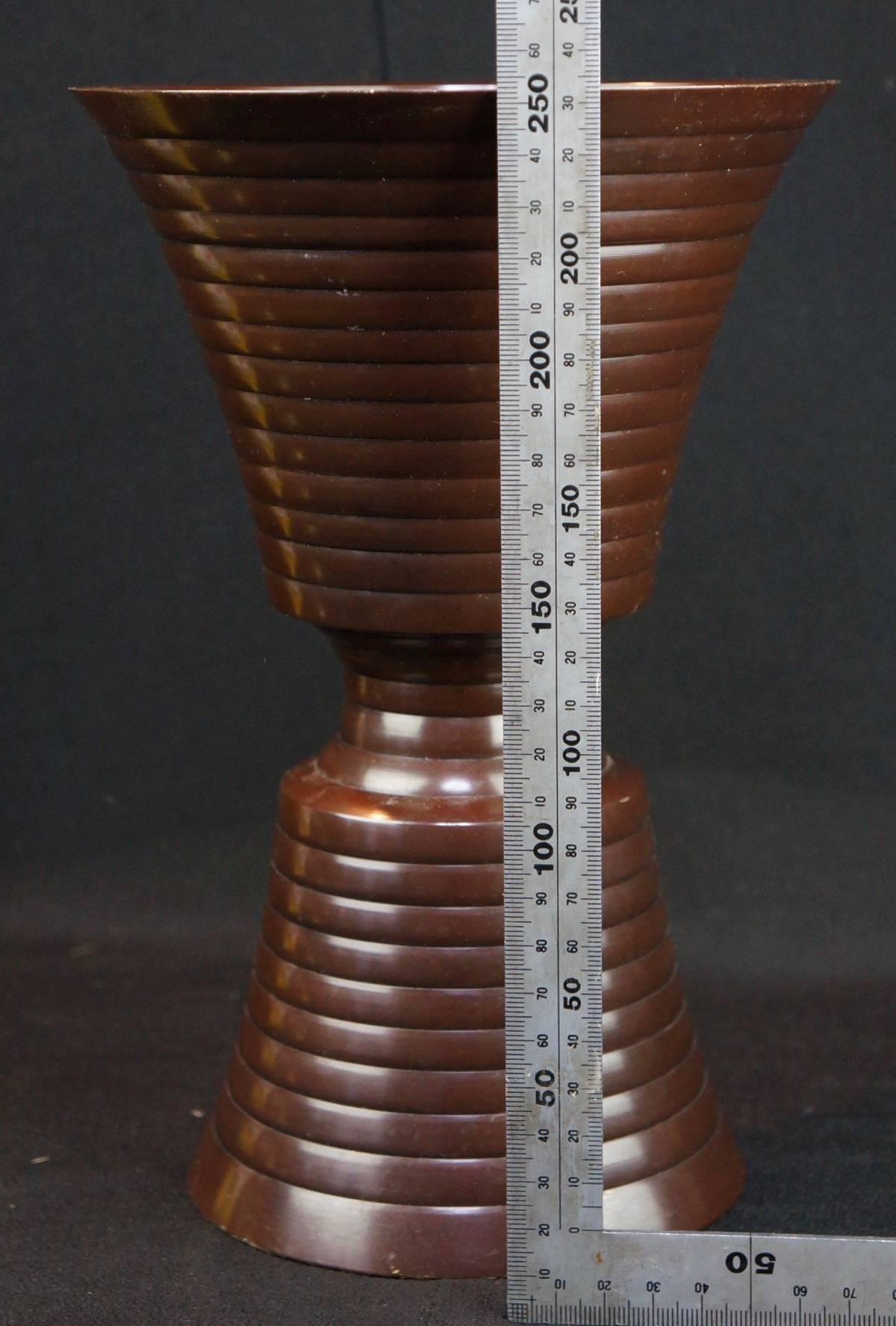 Japanese Hand Cast Bronze Minimalist Vase, Mid-Century Modern 3