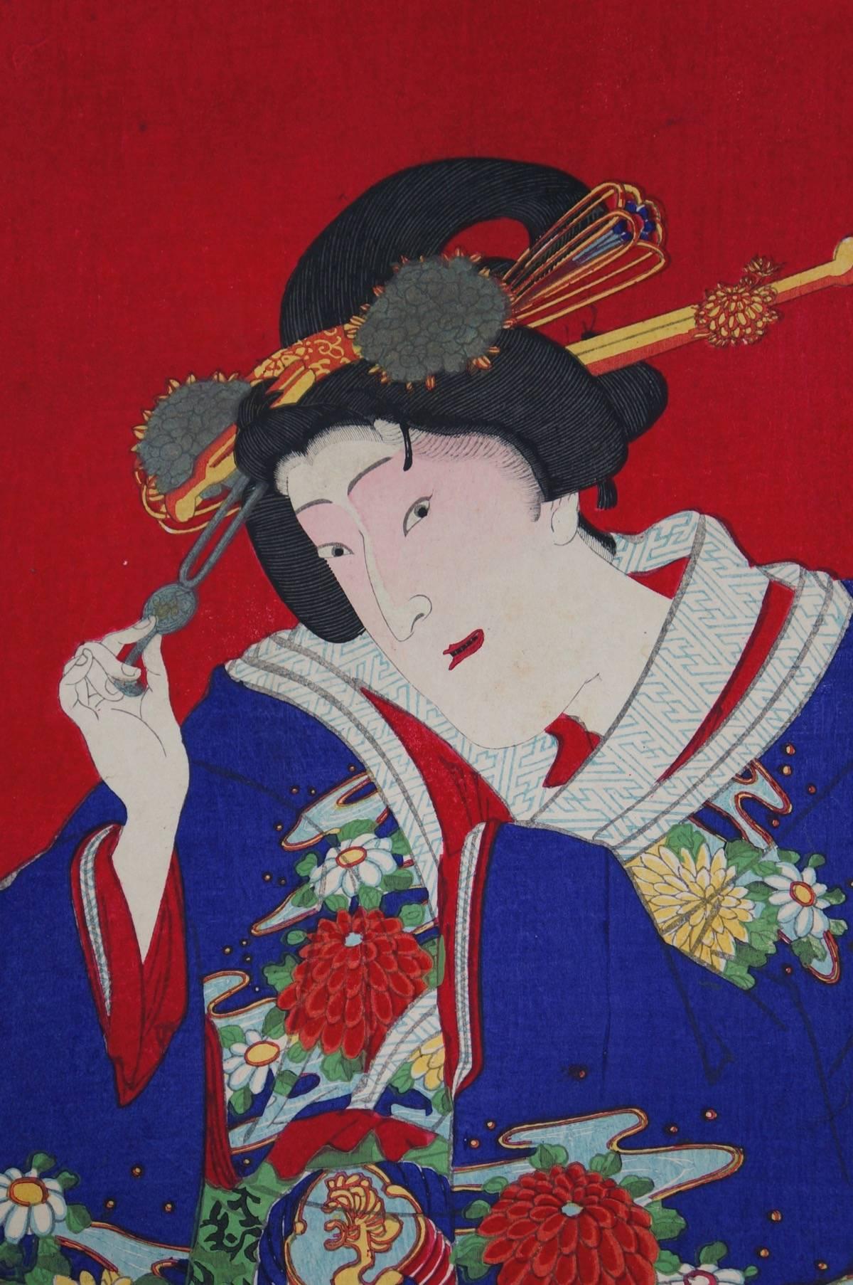 Important Japan Complete Antique Kabuki Woodblock 42 Prints 1870 Lacquer Box 1