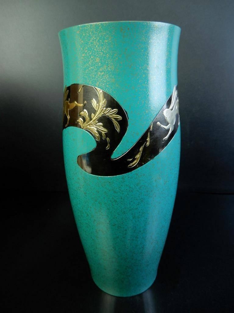 20th Century Rare Holiday Gift: Stunning Tall RABBITS Vase Signed  Mint Signed & Boxed