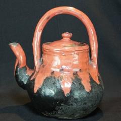 Fine Old Japanese Raku Hand Made and Hand Drip Glazed Tea or Water Pot