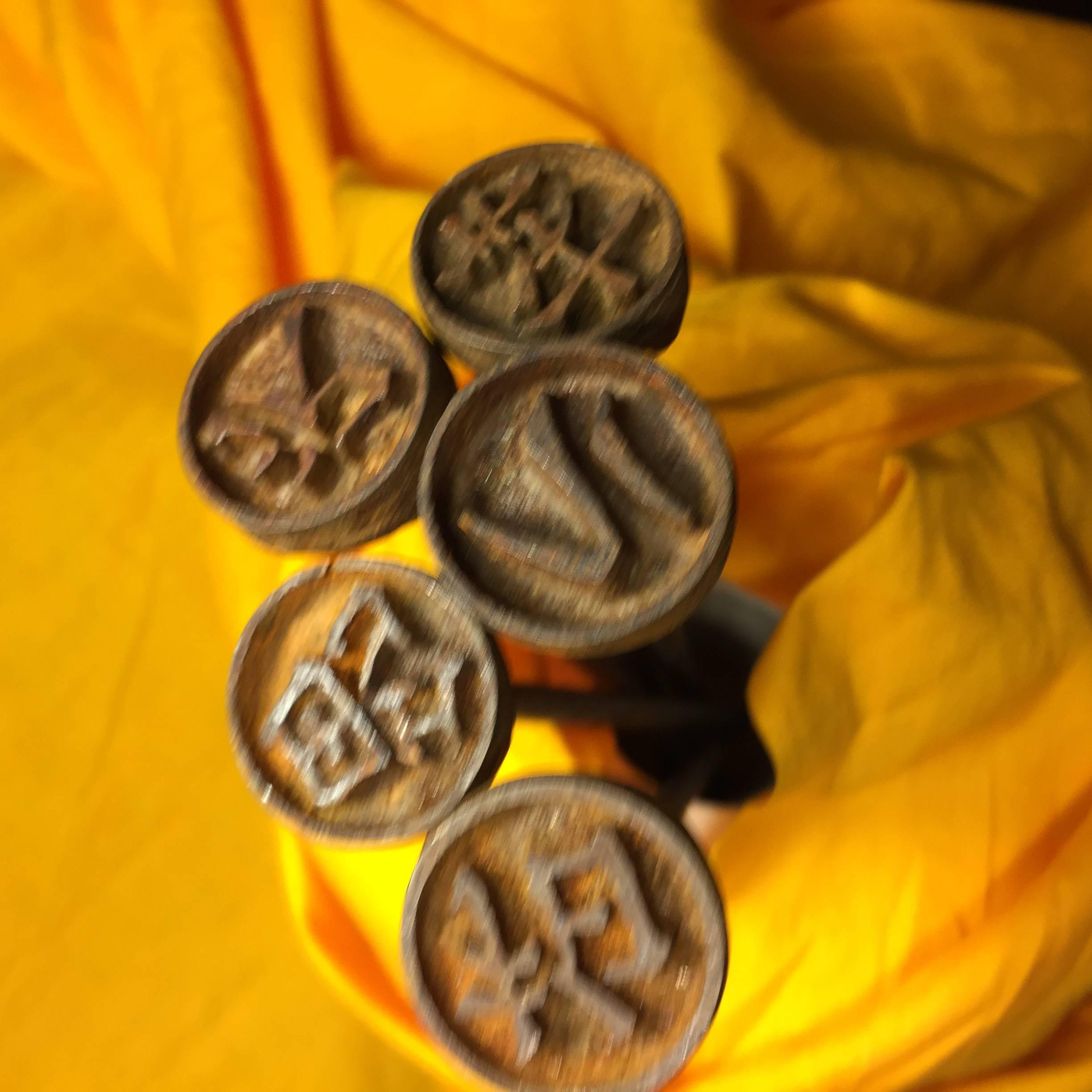 Japan Unusual Antique Iron Metal Stamps Collection of Five, 19th Century   In Good Condition In South Burlington, VT