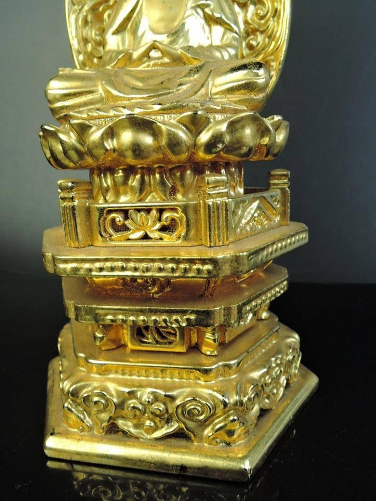 Wood Beautiful Japanese Gold Gilt & Lacquered Meditation Buddha Mint Find from Tokyo