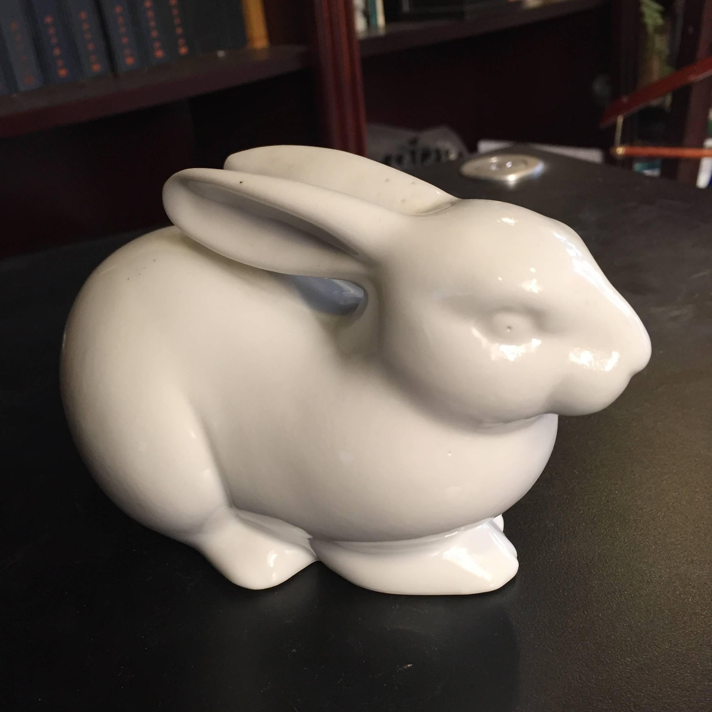 Showa Japan Antique Big Ear Rabbit Pure White  Mint, Signed & Boxed
