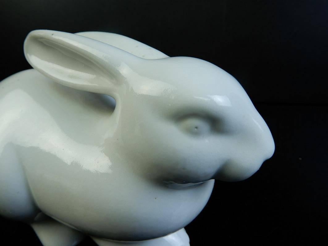 Japanese Japan Antique Big Ear Rabbit Pure White  Mint, Signed & Boxed