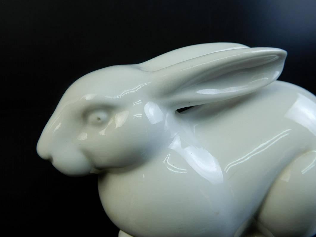 20th Century Japan Antique Big Ear Rabbit Pure White  Mint, Signed & Boxed