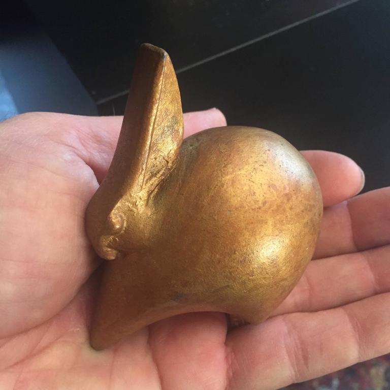Art Deco Rabbits Pair of Hand Cast Bronze Antiques from Japan at 1stDibs