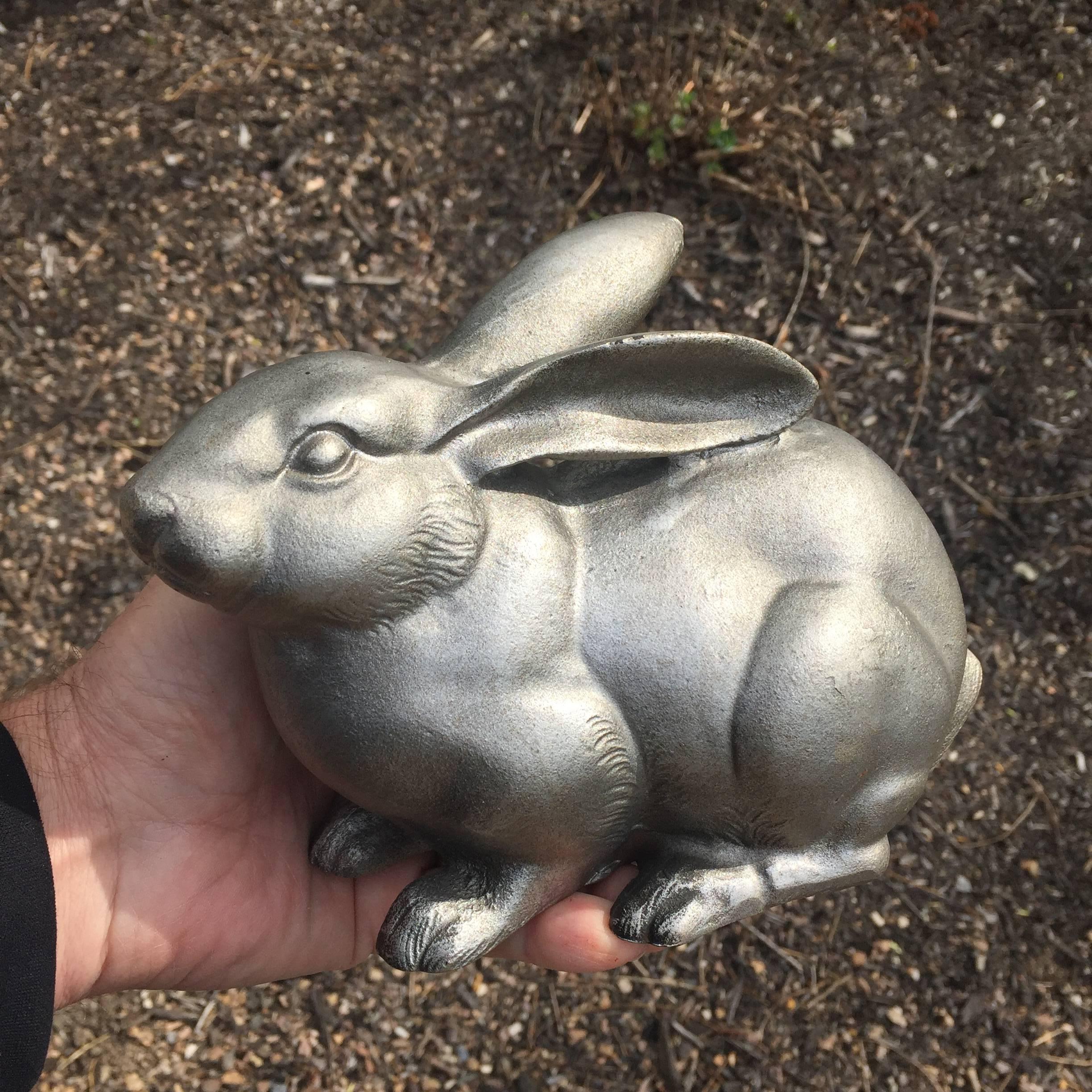 20th Century Japan Fine Antique Big Eared Garden Bronze Rabbit