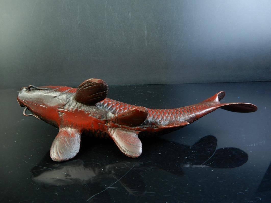Japanese Antique Finely Cast Bronze Pair of Koi Signed, Mint and Boxed 6