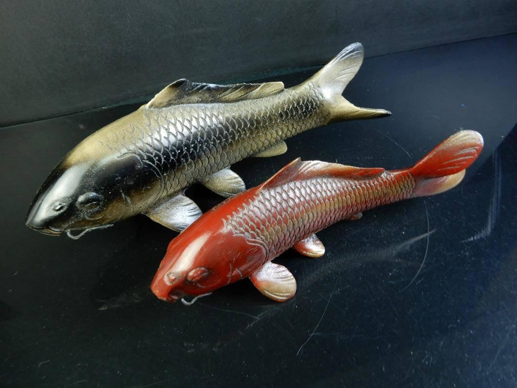 Japanese Antique Finely Cast Bronze Pair of Koi Signed, Mint and Boxed In Excellent Condition In South Burlington, VT