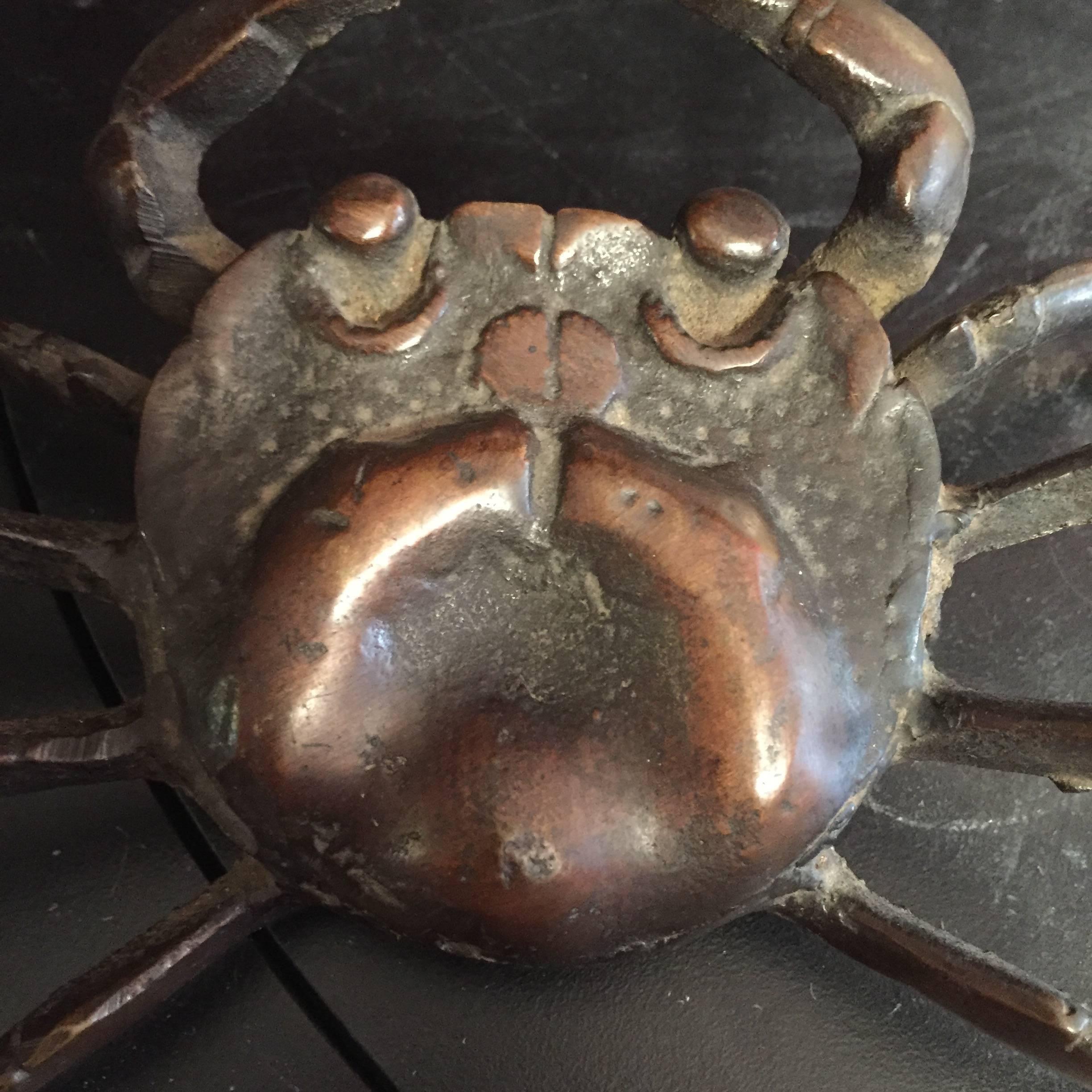 Japan Pair of Antique Hand Cast Crabs, 100 Year Old Relics 2