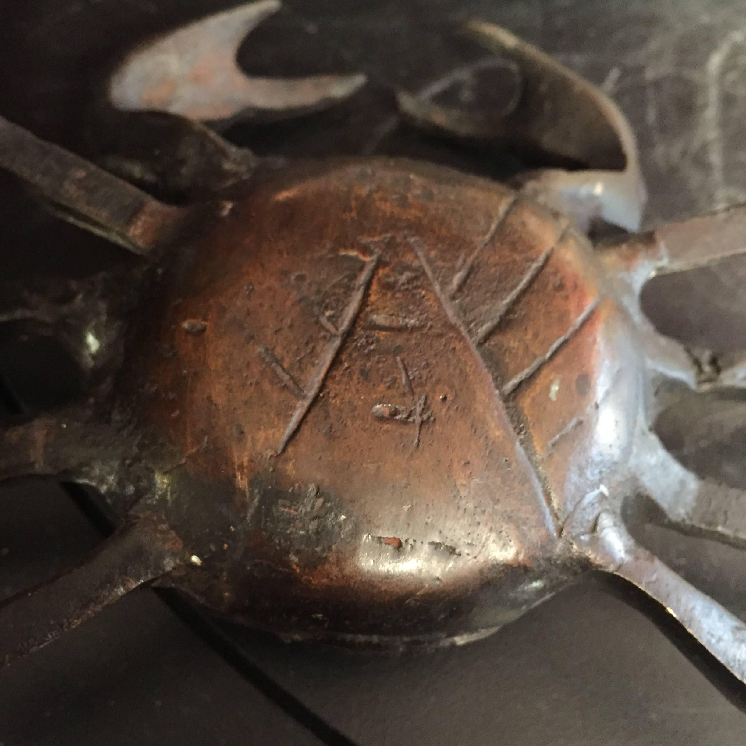 Japan Pair of Antique Hand Cast Crabs, 100 Year Old Relics 3