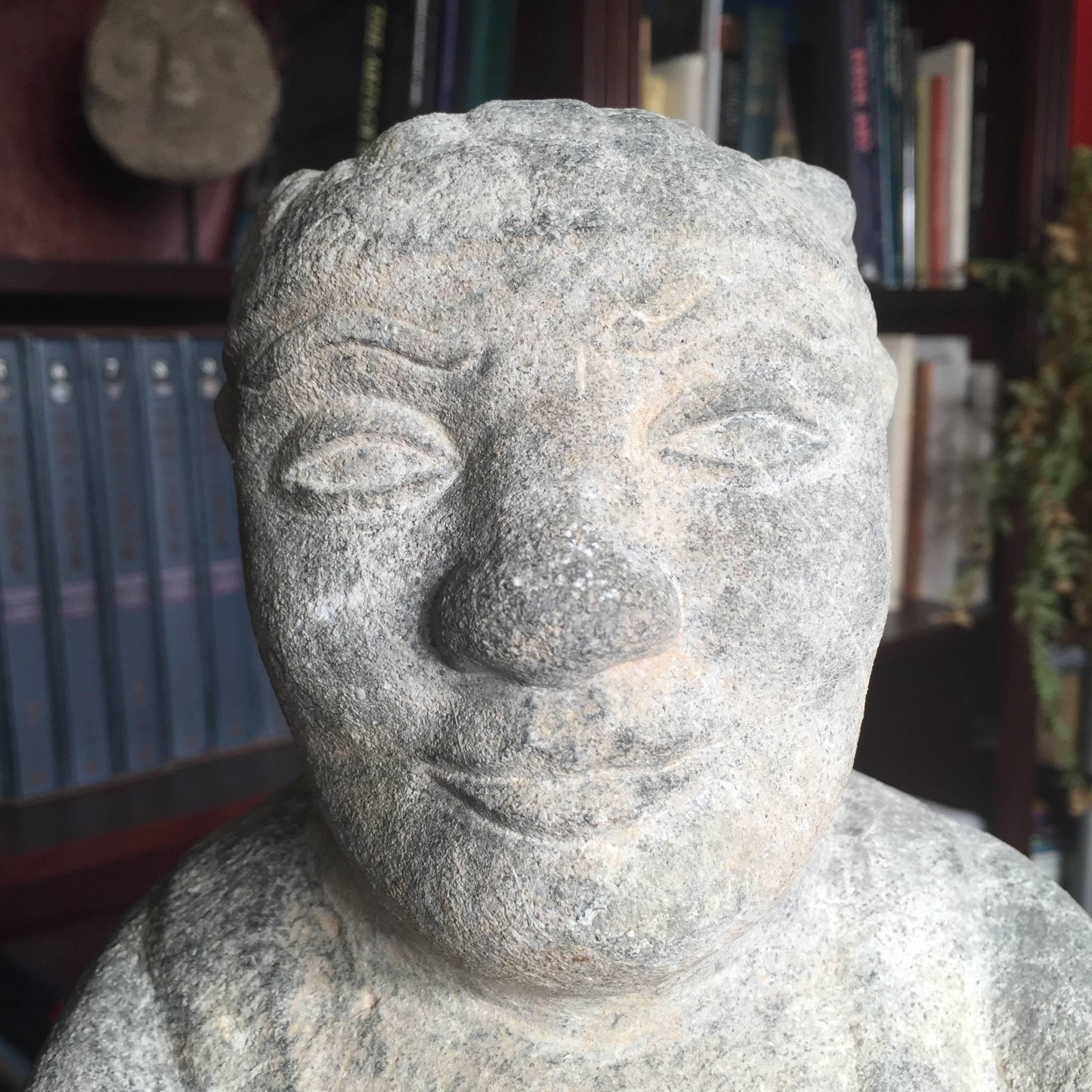 China Important Hand-Carved Stone Effigy of Attendant, Qing Dynasty In Good Condition In South Burlington, VT