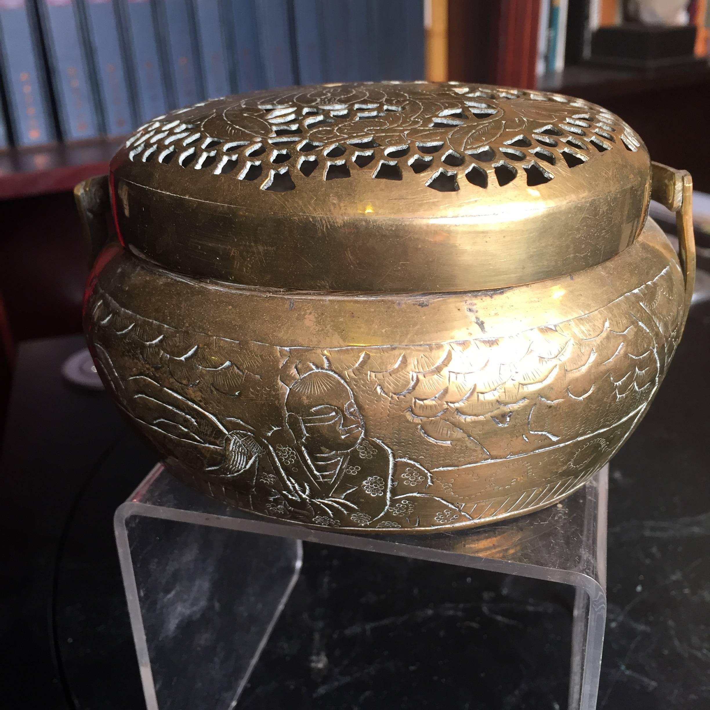 Chinese China Antique Metal Hand Warmer and Incense Burner, 100 Years Old