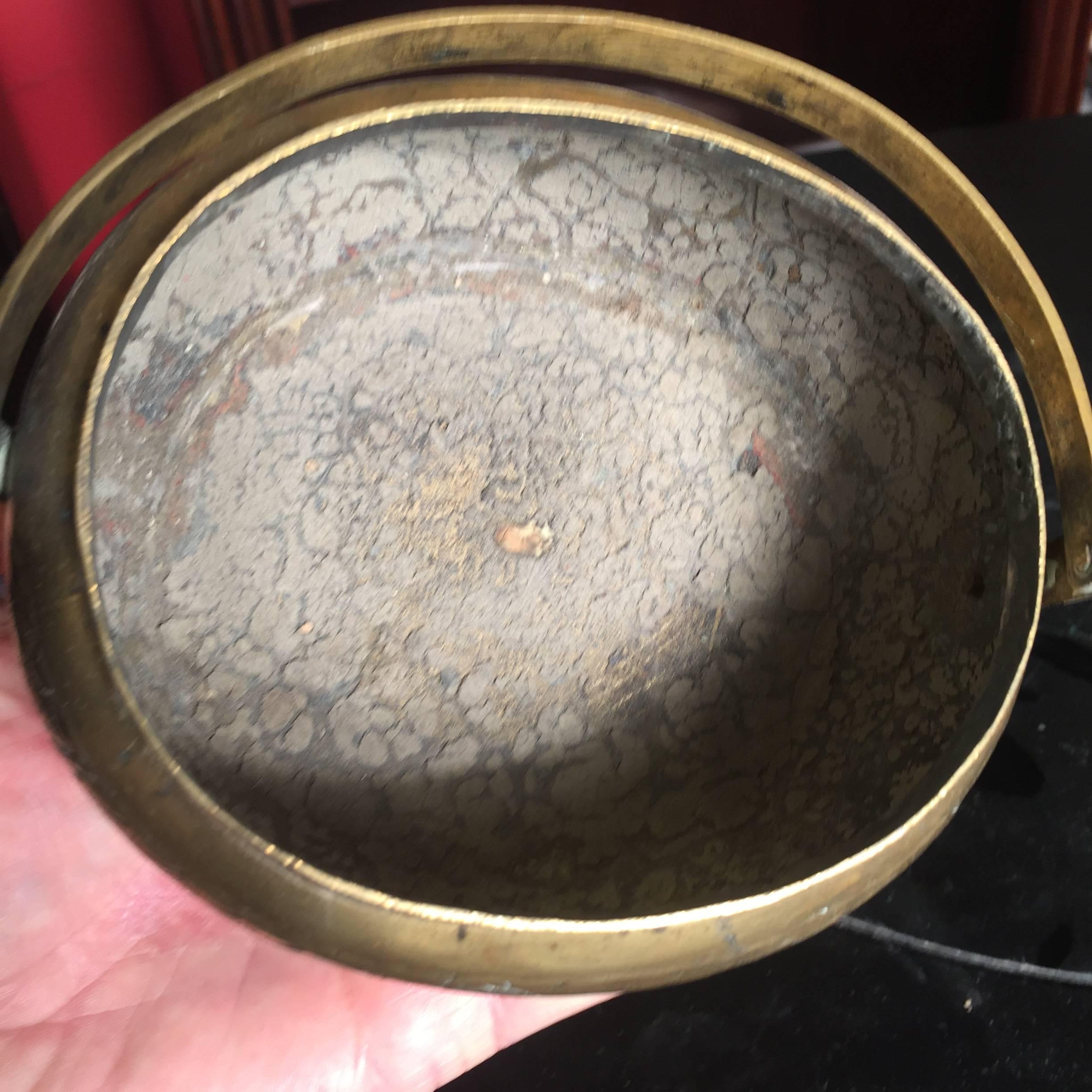 China Antique Metal Hand Warmer and Incense Burner, 100 Years Old In Good Condition In South Burlington, VT