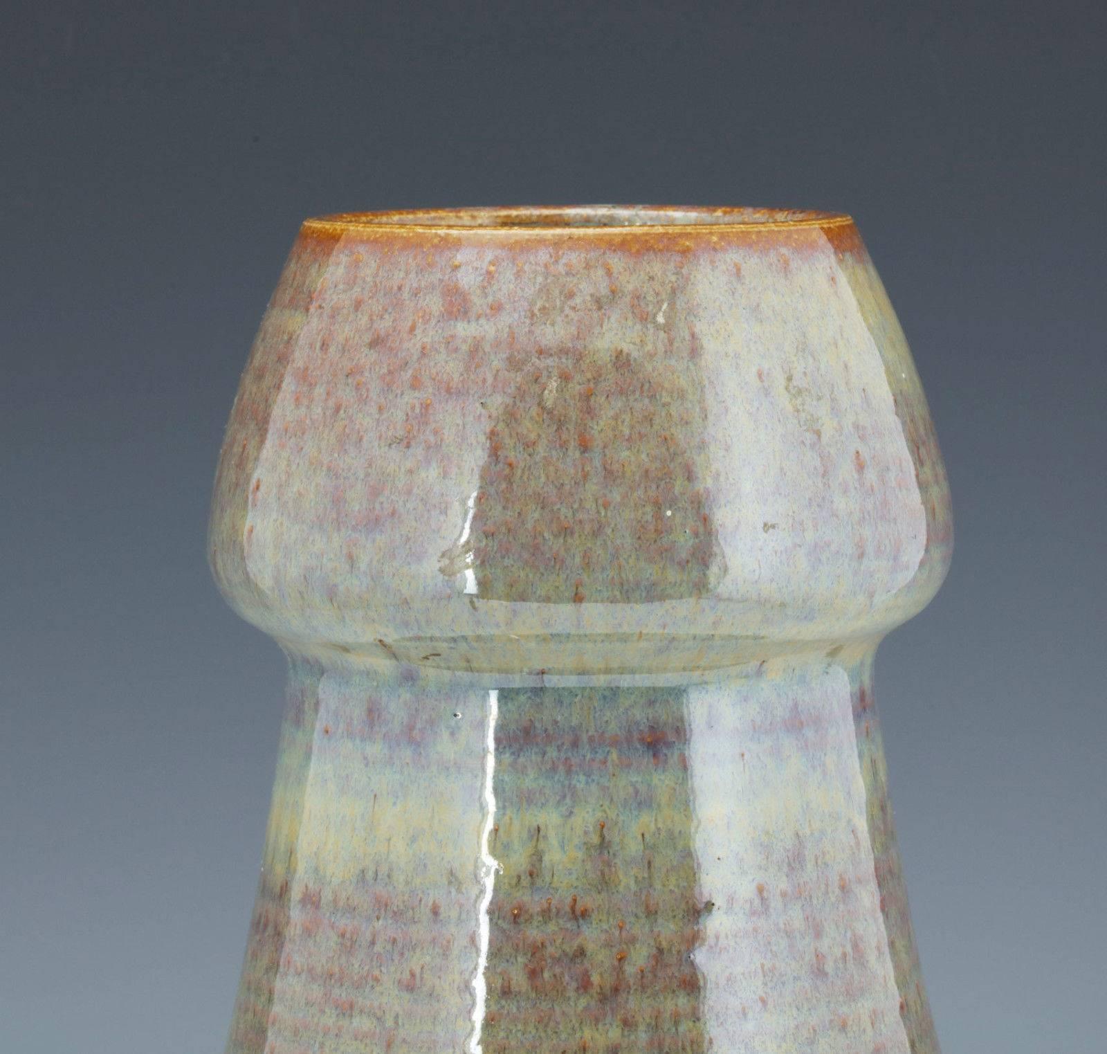 20th Century Fine Big Danish Modern Artisan Designed Vase, Svend Aage Jensen Master in Glazes