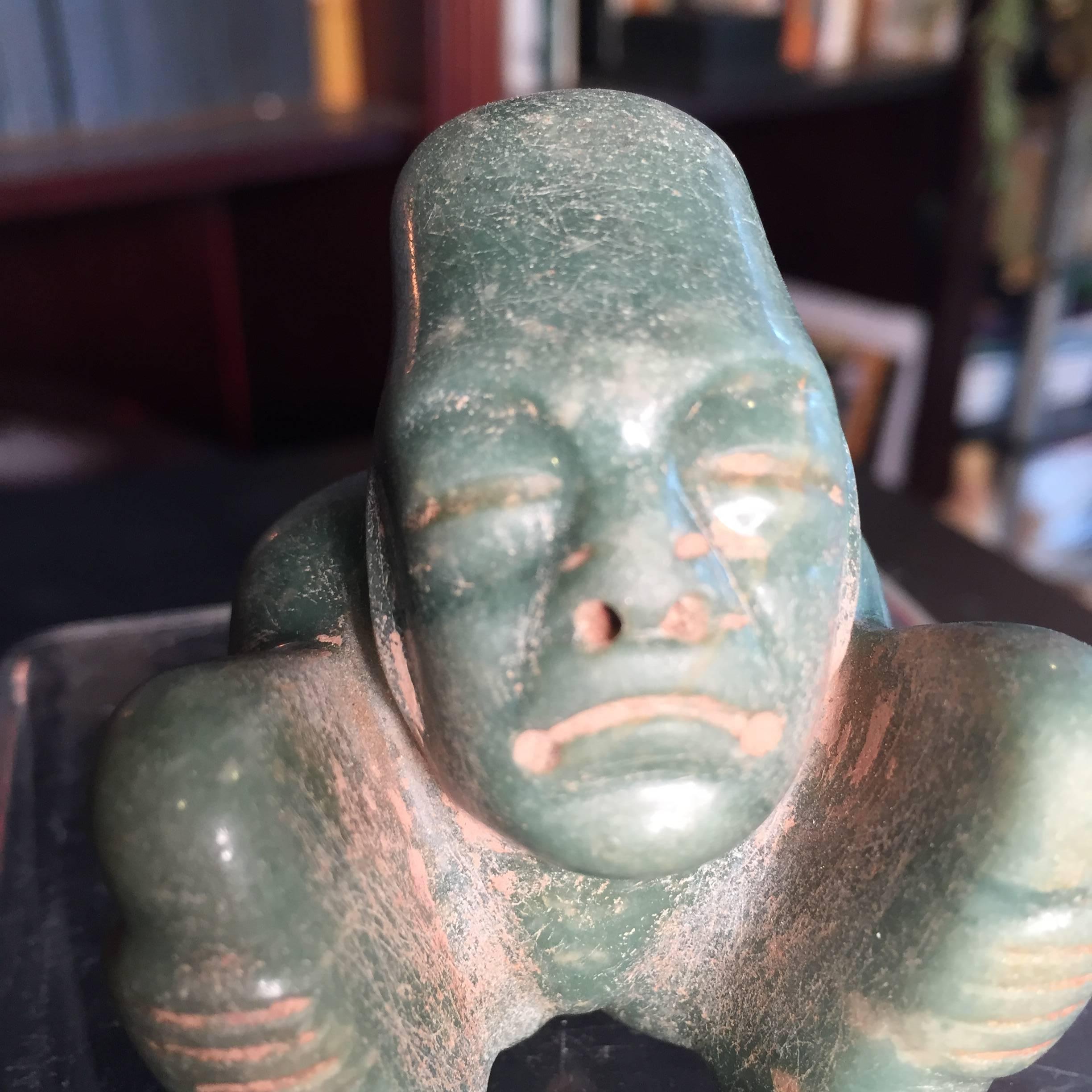 Mexican Gift of Ancient Jade   Pre Columbian Figure, 1000-400 BC Human or Supernatural?