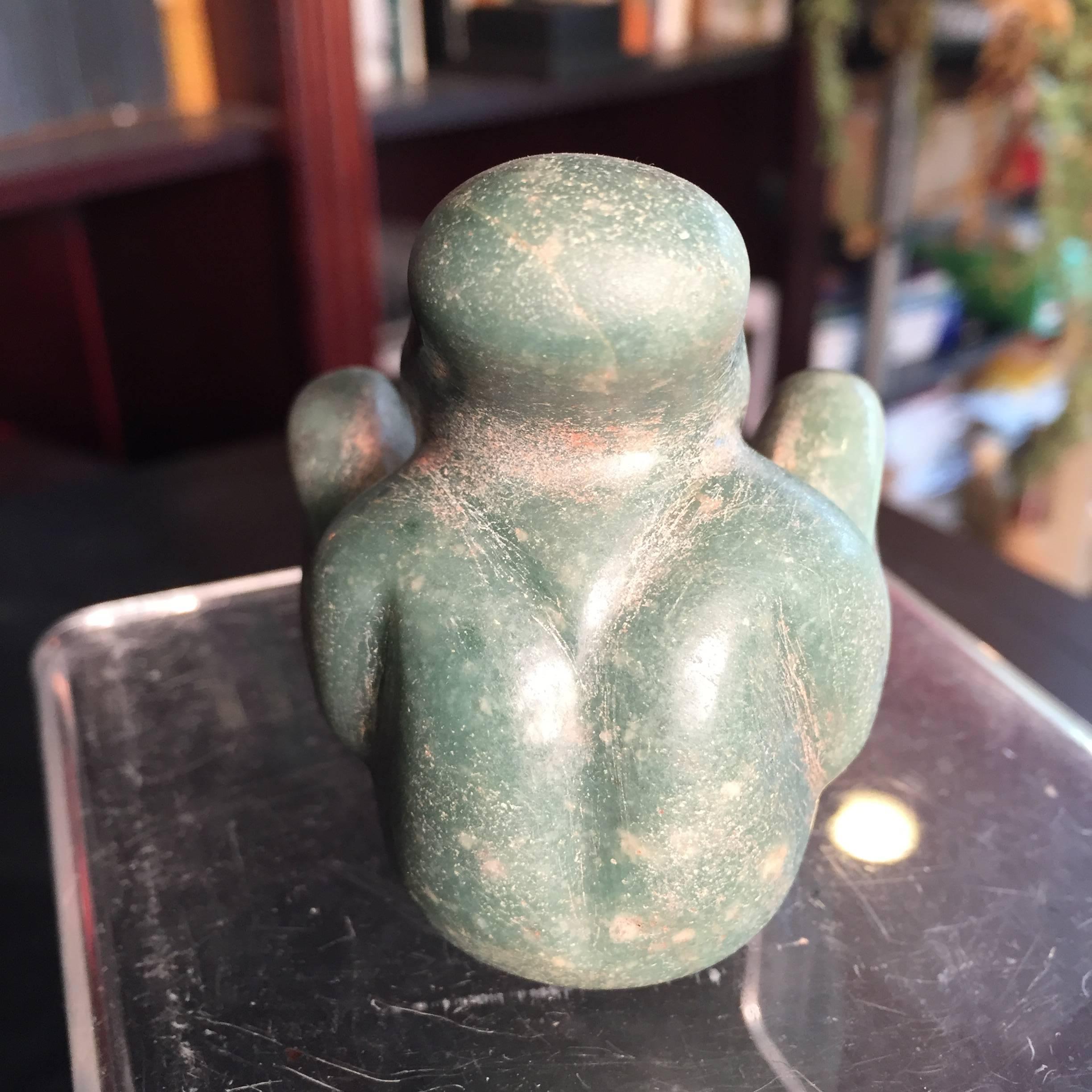 Gift of Ancient Jade   Pre Columbian Figure, 1000-400 BC Human or Supernatural? In Good Condition In South Burlington, VT