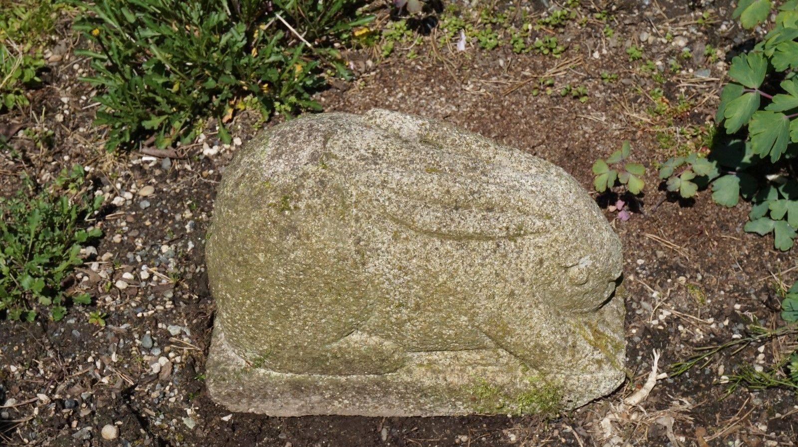 Large Antique Hand-Carved Stone Big Eared Rabbit Hare Good Garden Choice In Good Condition In South Burlington, VT