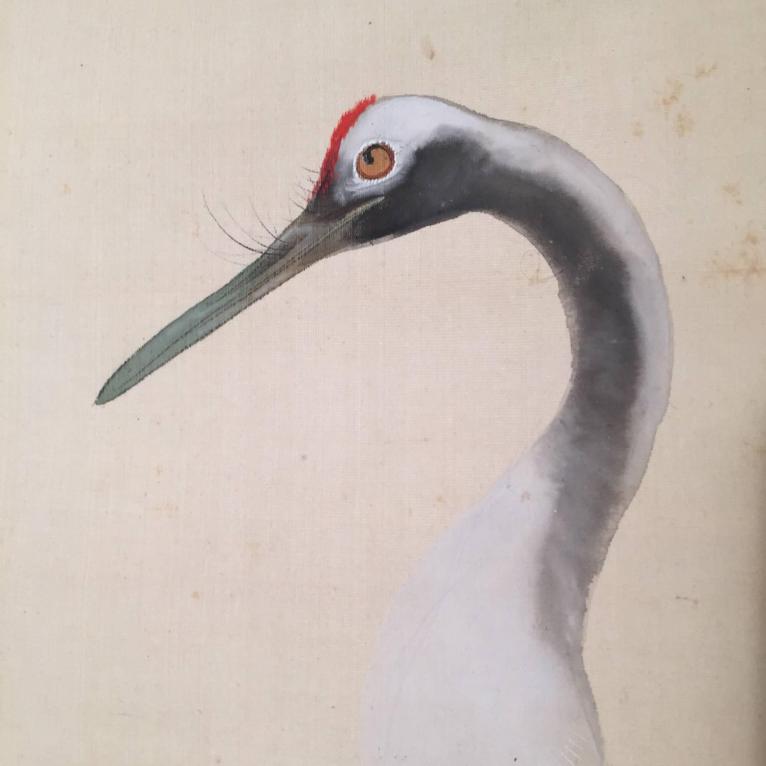 red crowned crane painting