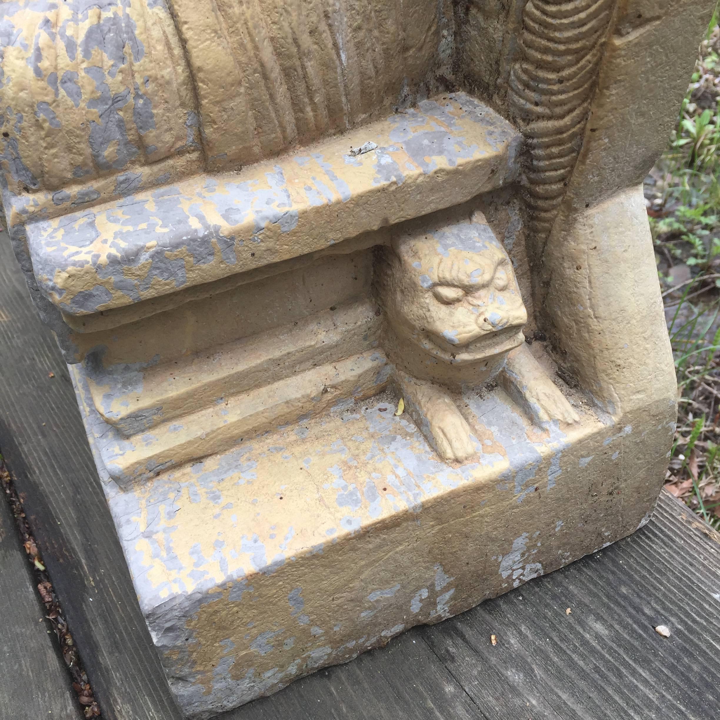 Chinese Antique Large Seated Stone Buddha Guan Yin with Inscription 2