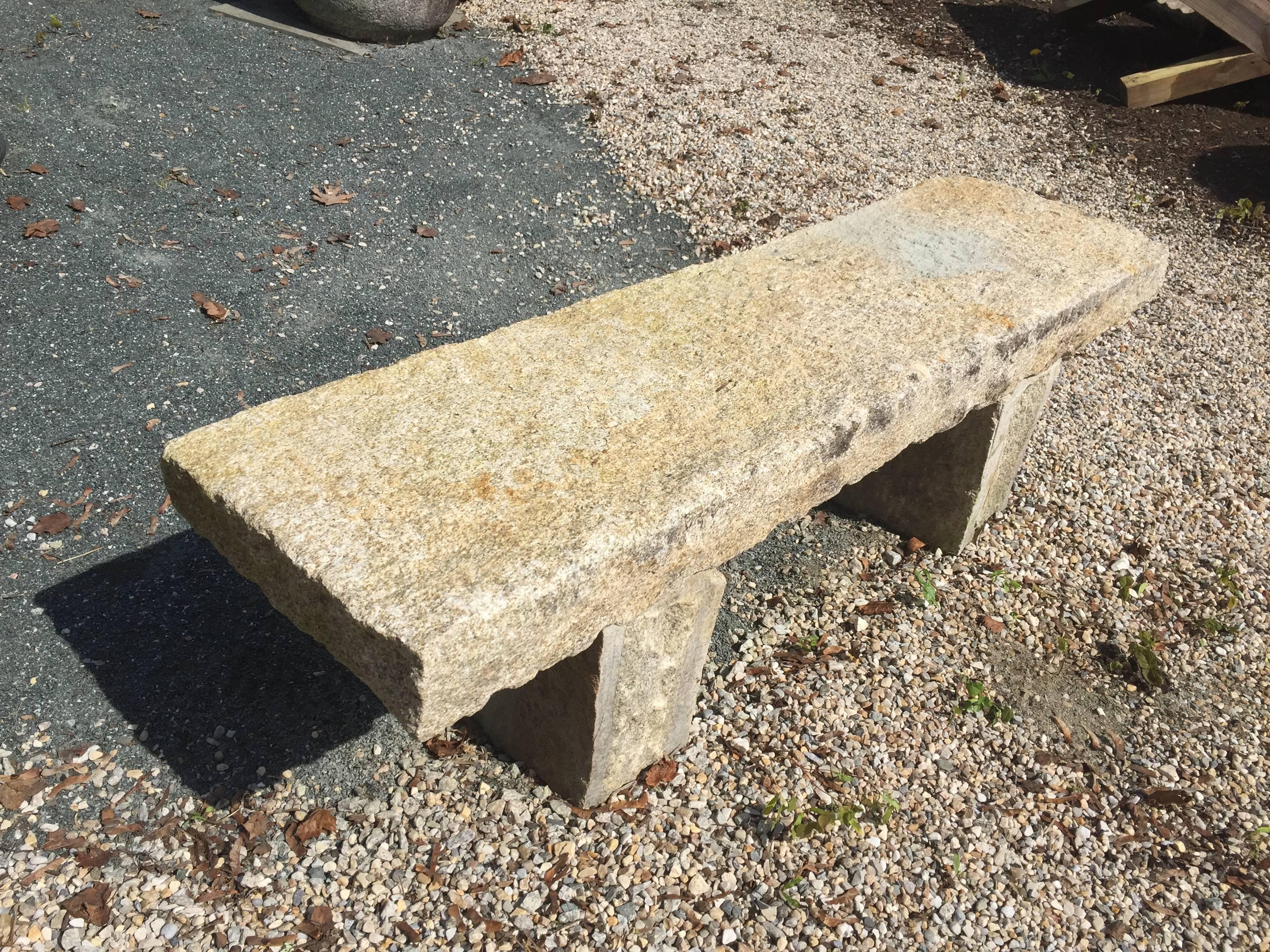 20th Century Japanese Antique Hand-Carved Granite Bench Awaits Your Fine Garden Setting