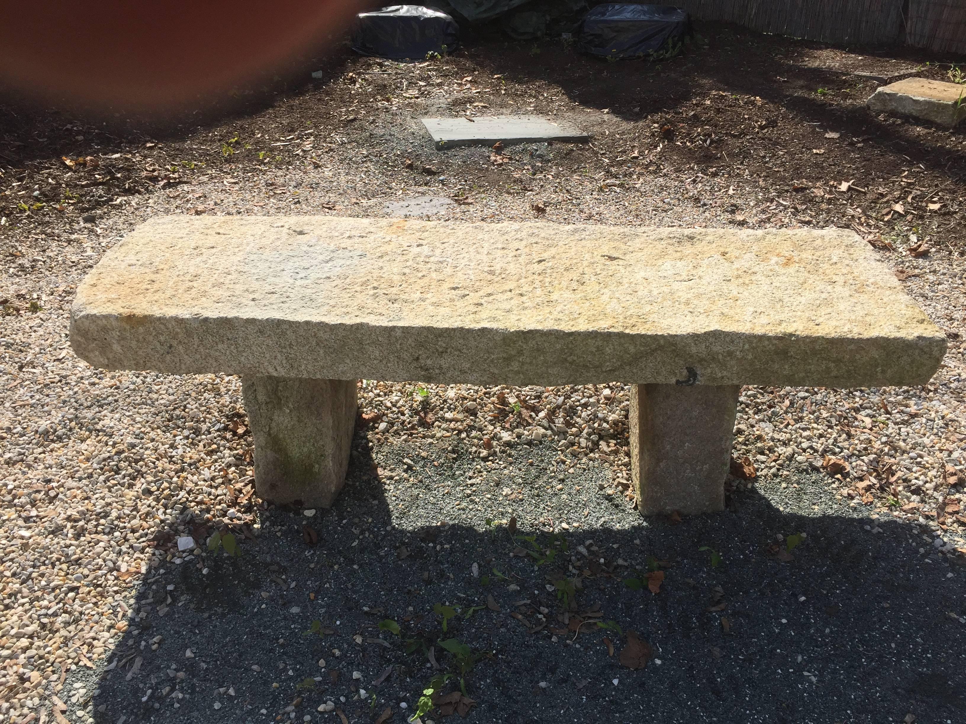 Japanese Antique Hand-Carved Granite Bench Awaits Your Fine Garden Setting In Good Condition In South Burlington, VT