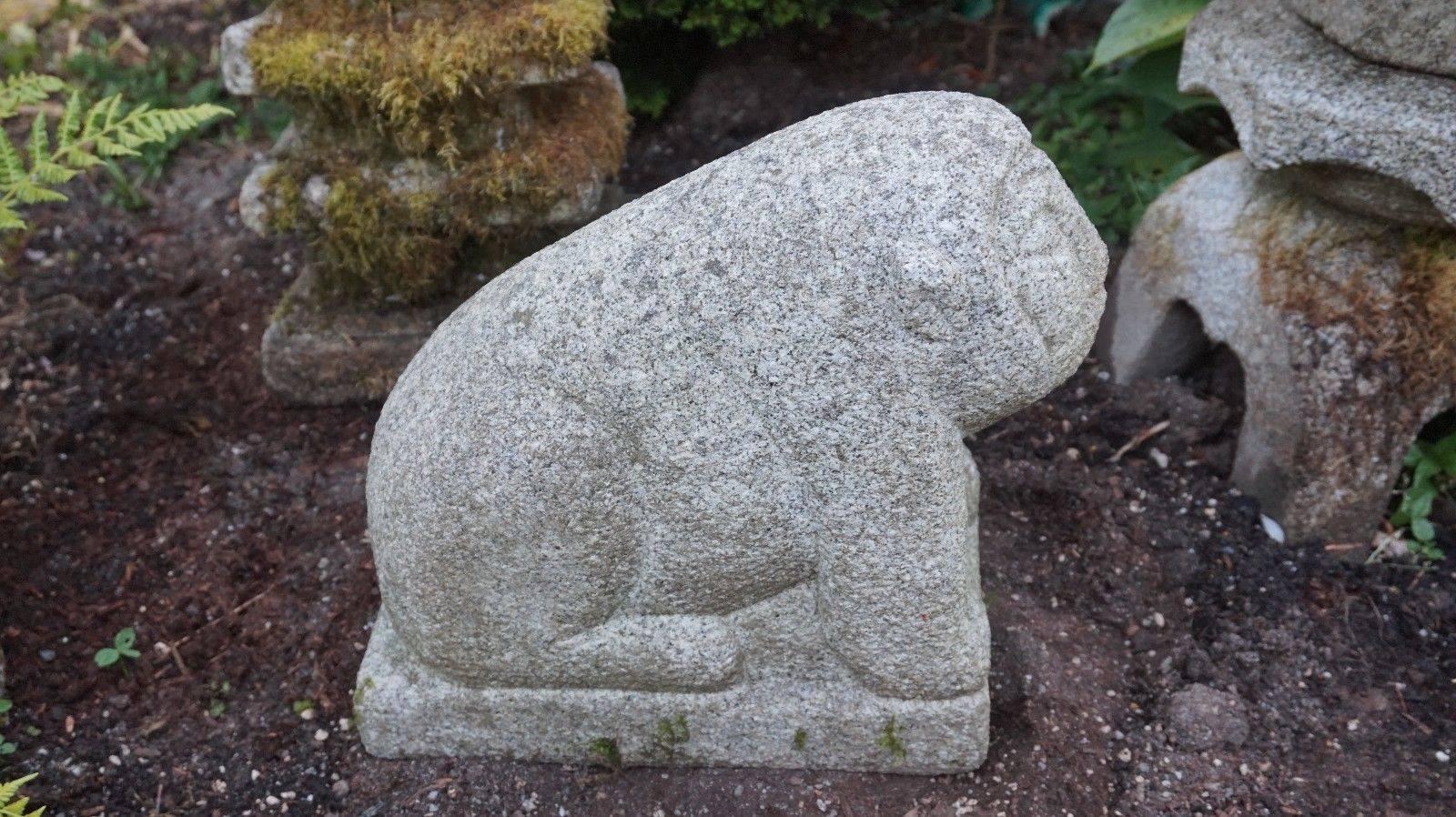 Antique Tiger Hand-Carved Stone Fine Mane and Curly Tailed 100 Years Old In Good Condition In South Burlington, VT