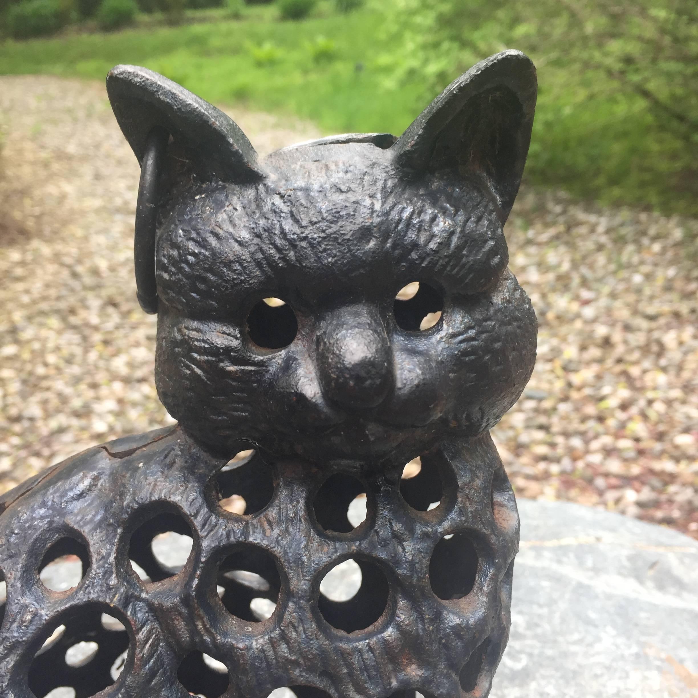 Hand-Crafted Japanese Cat Antique Lantern