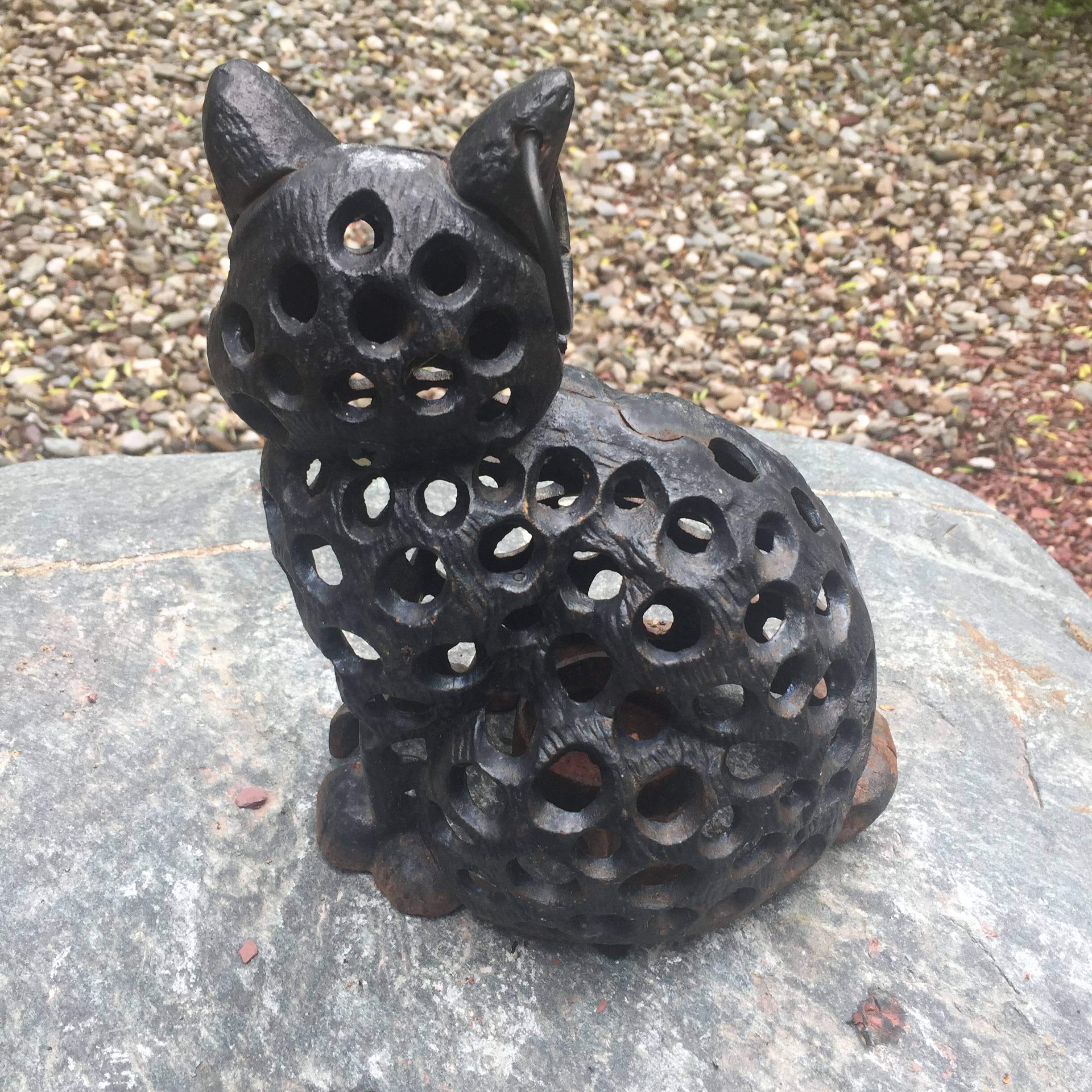 Iron Japanese Cat Antique Lantern