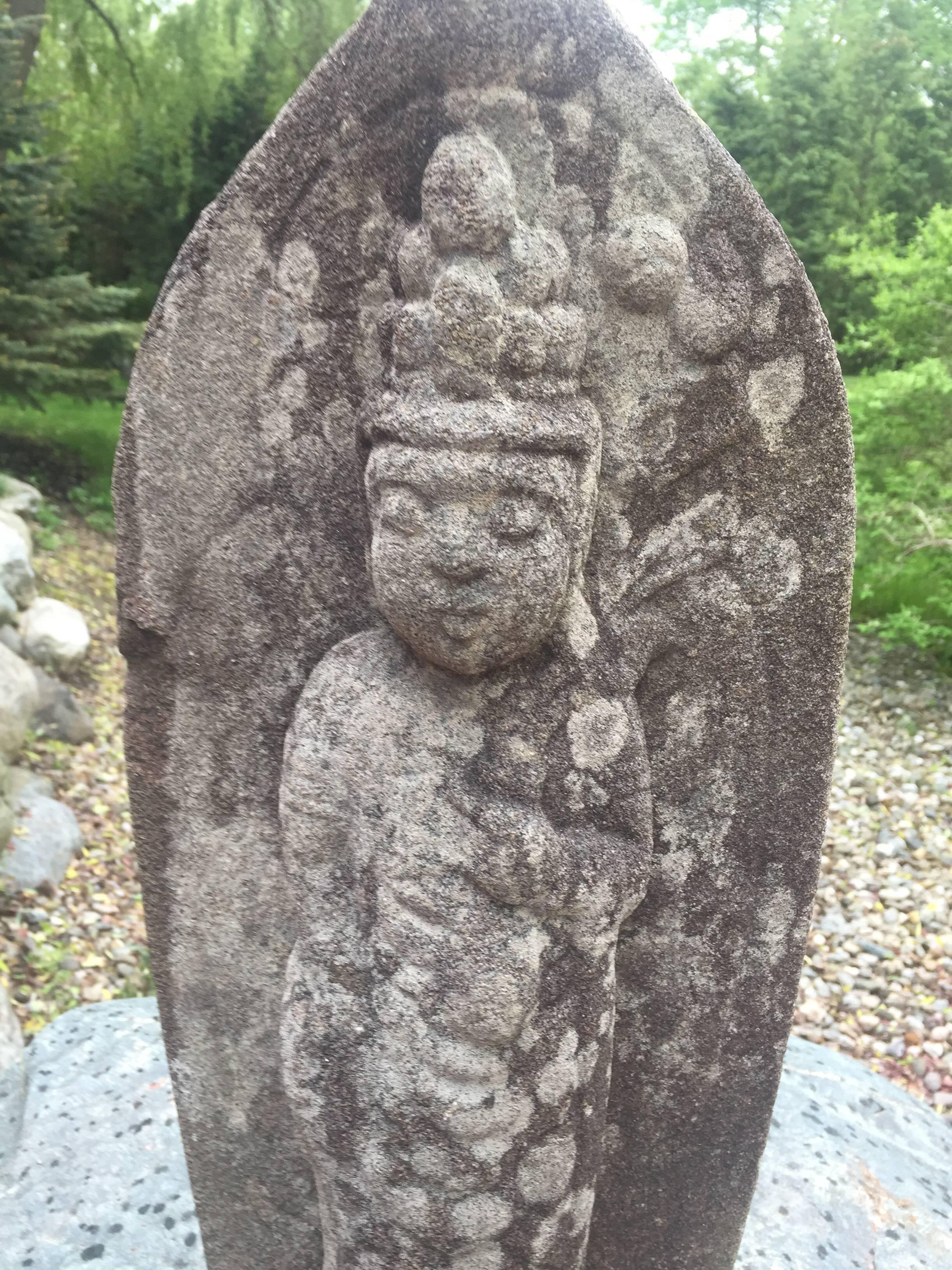 Edo Rare Opportunity Japan Antique Stone Kannon Guan-Yin, 18th Century
