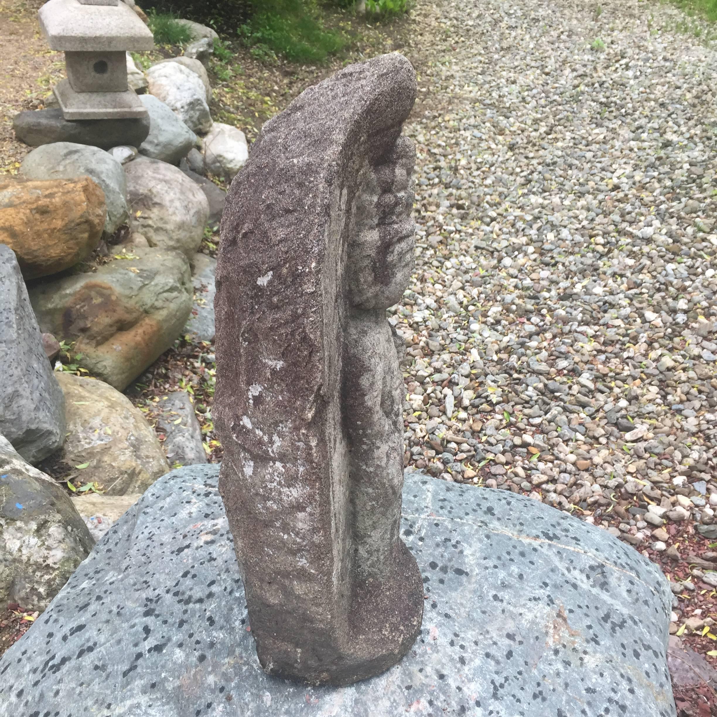 Rare Opportunity Japan Antique Stone Kannon Guan-Yin, 18th Century In Good Condition In South Burlington, VT