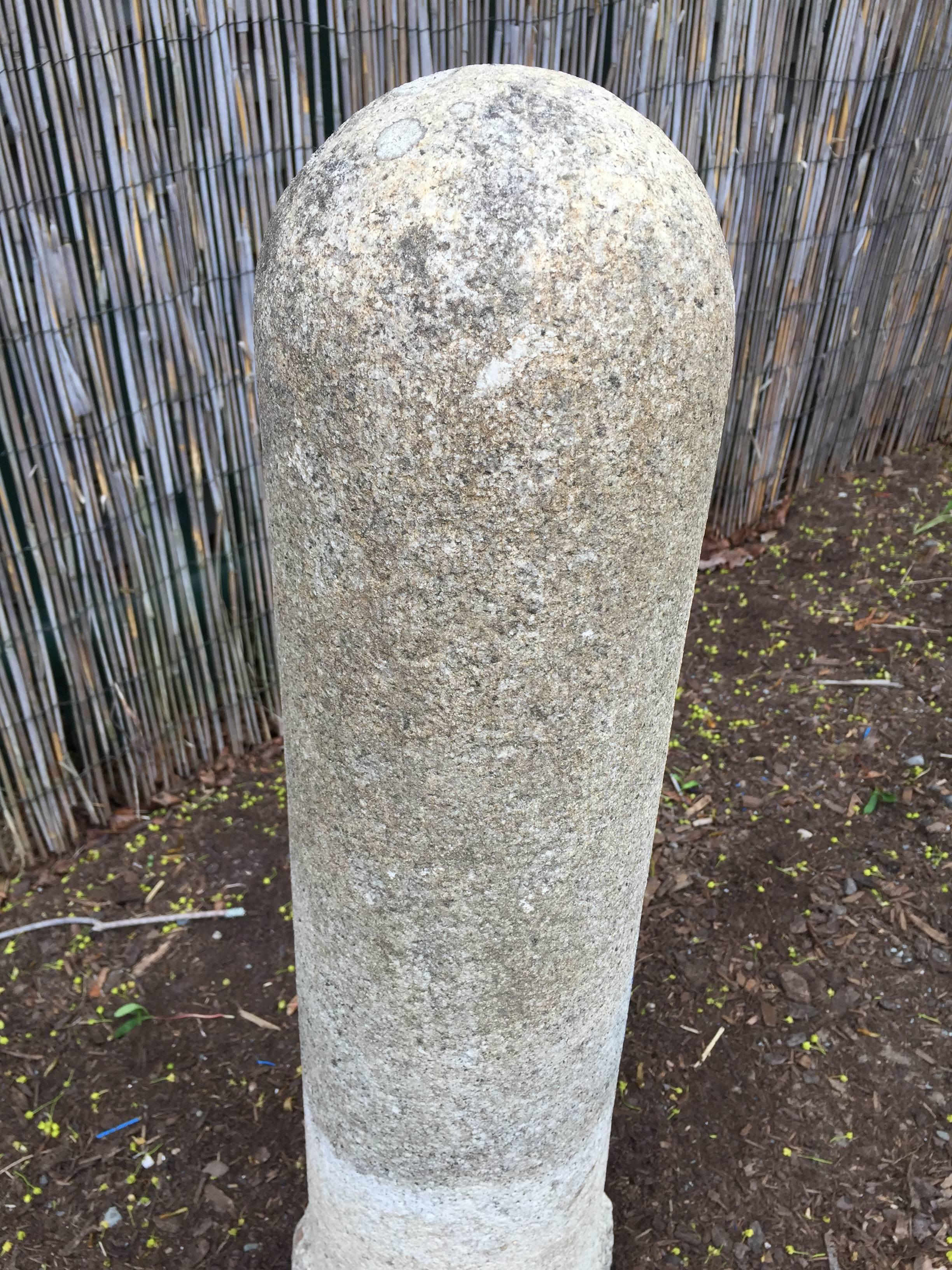 Meiji Japan Antique Tall Stone Garden LINGAM -Rare Unique Hand-Carved Solid Granite 