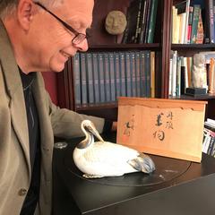 Japan Fine Hand Painted Bird Heron Signed Mint and Boxed
