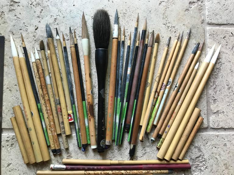 Found! Antique Artisan's Cache of 43 Old Paint and Calligraphy Bamboo
