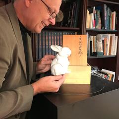 Japanese Pure White Standing Rabbit Mint, Signed and Boxed