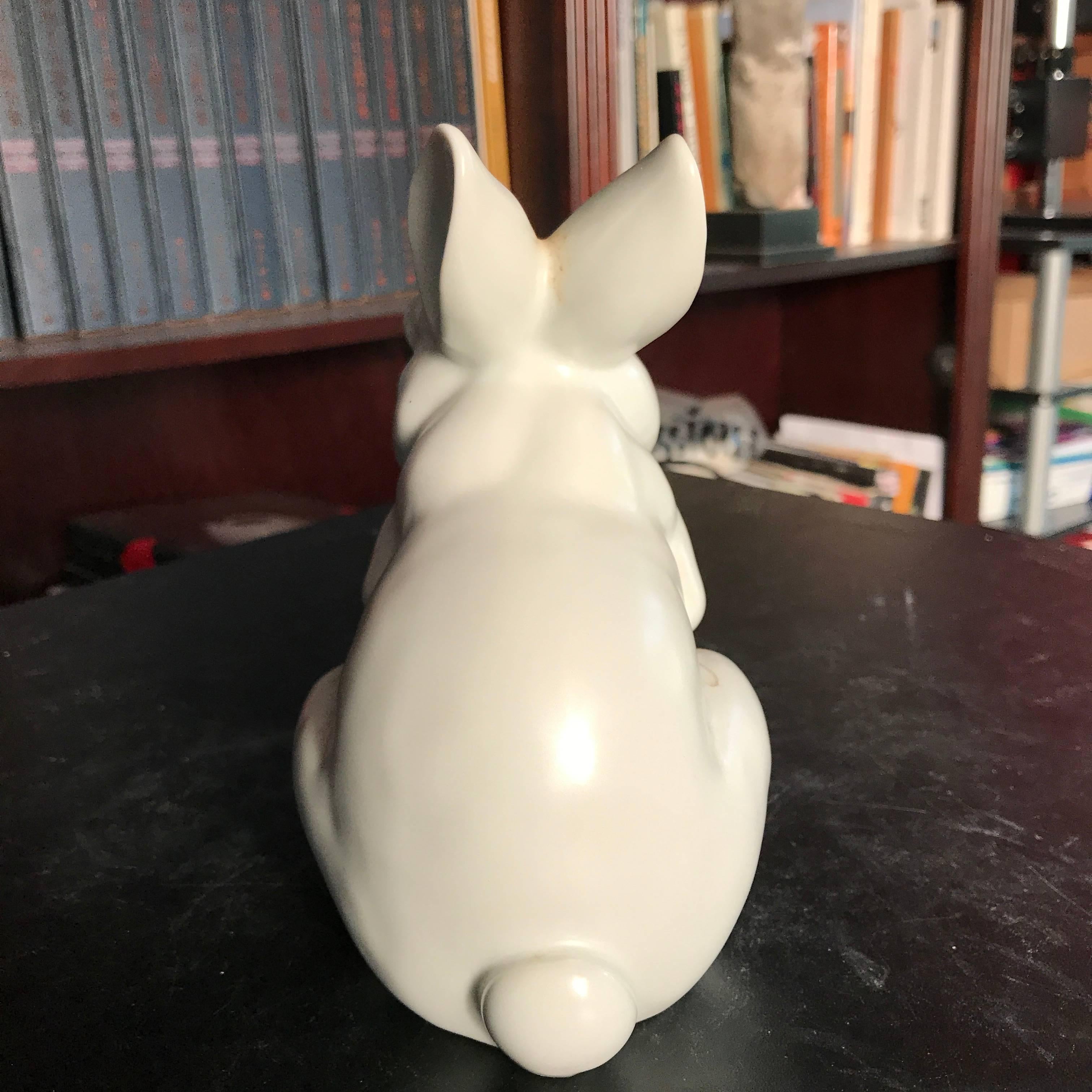 20th Century Japanese Pure White Standing Rabbit Mint, Signed and Boxed