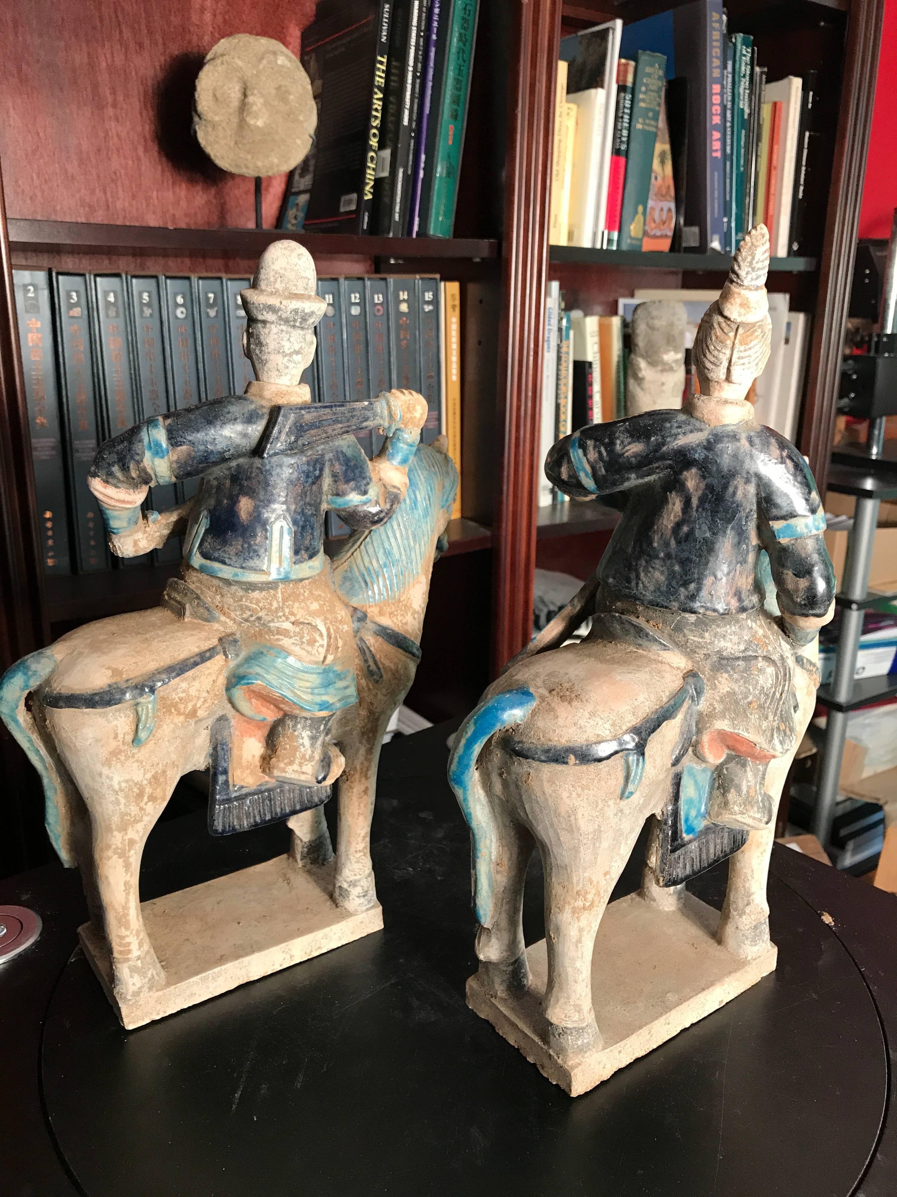 Pair of Ancient China Ming Horse Riders Male & Female Ming Dynasty, 1368-1644 2