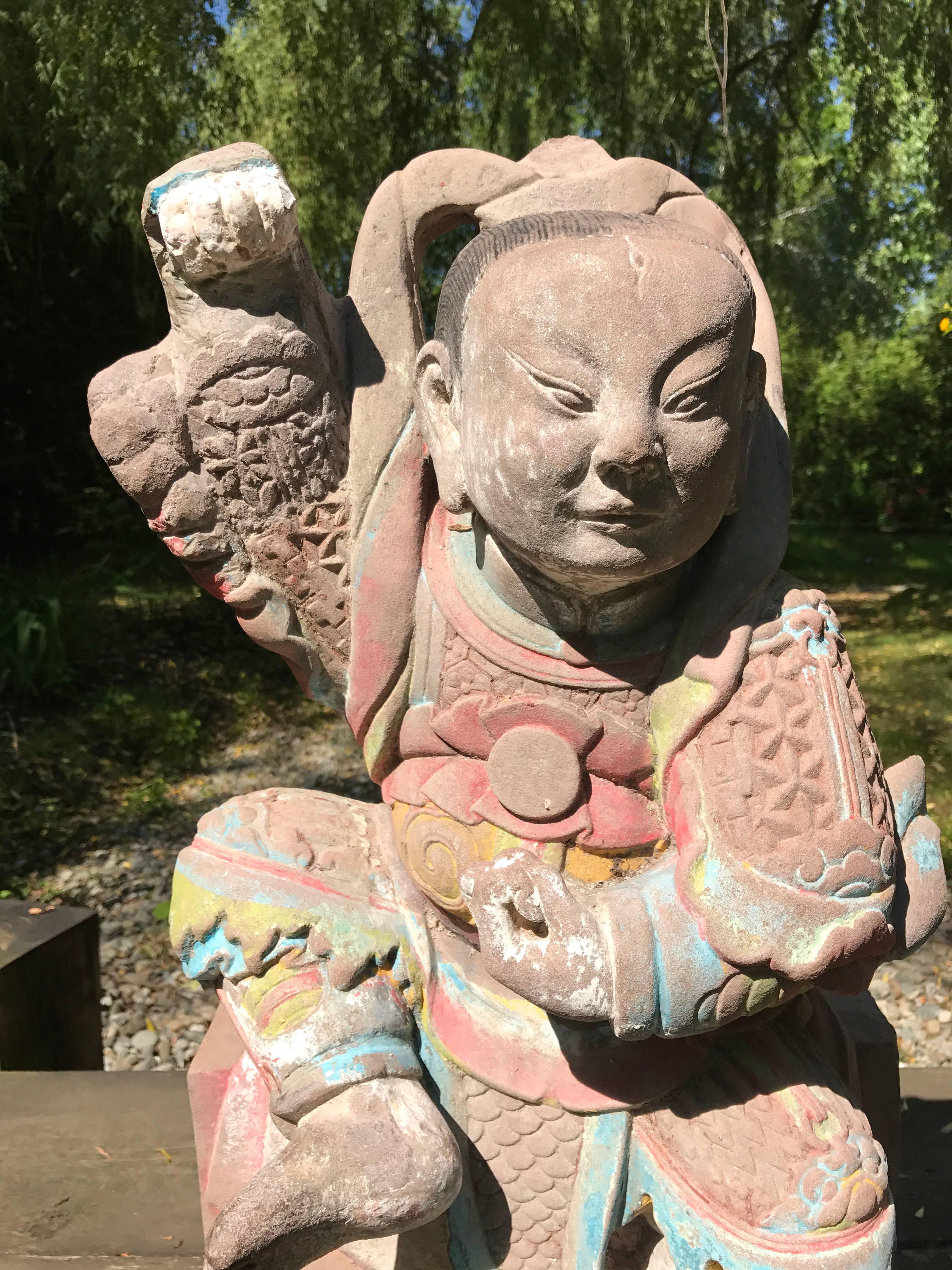 Qing Chinese Antique Daoist Sculpture, Hsuan Tien Shangti For Sale