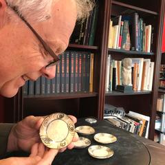 Japan Antique Collection Six Handcrafted Horse Eye Ceramic Plates