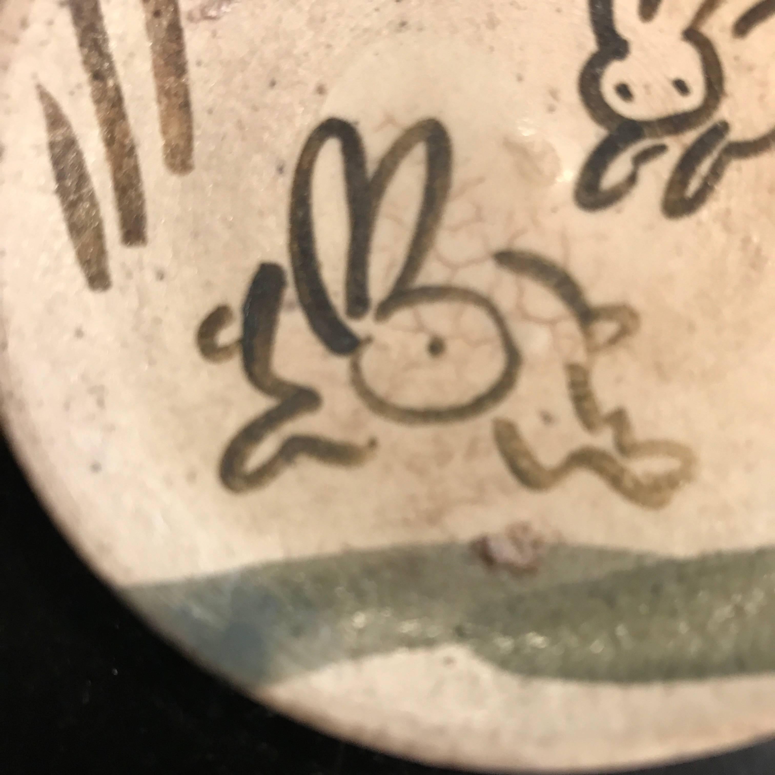 Old Japan Pair of Playful Rabbit Serving Plates Mint Condition In Good Condition In South Burlington, VT