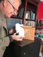 Japanese Vintage Pure White Standing Rabbit Mint, Signed and Boxed