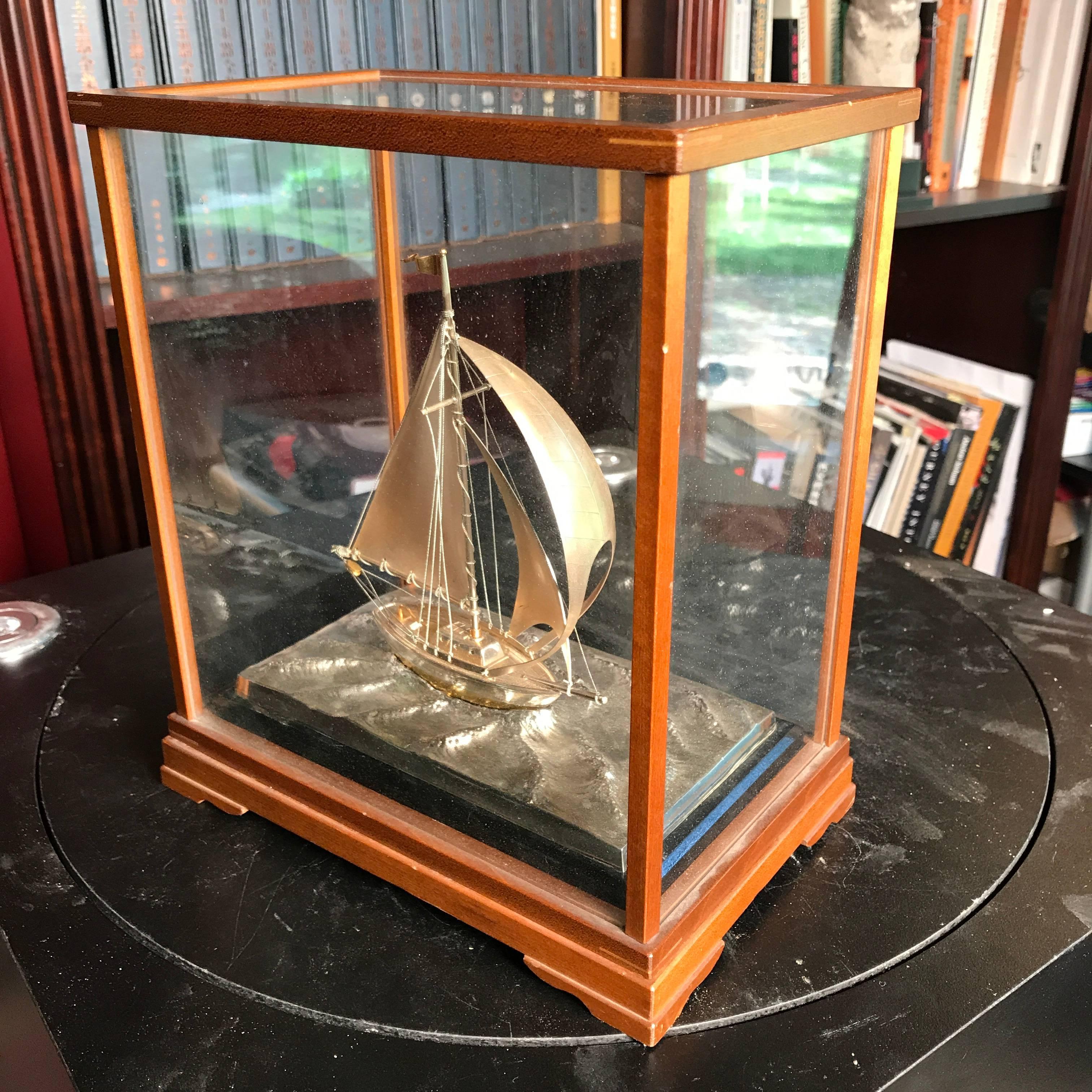 Japan Fine Yachting Vessel Sterling Silver Trophy Model  Mint Signed & Boxed 2