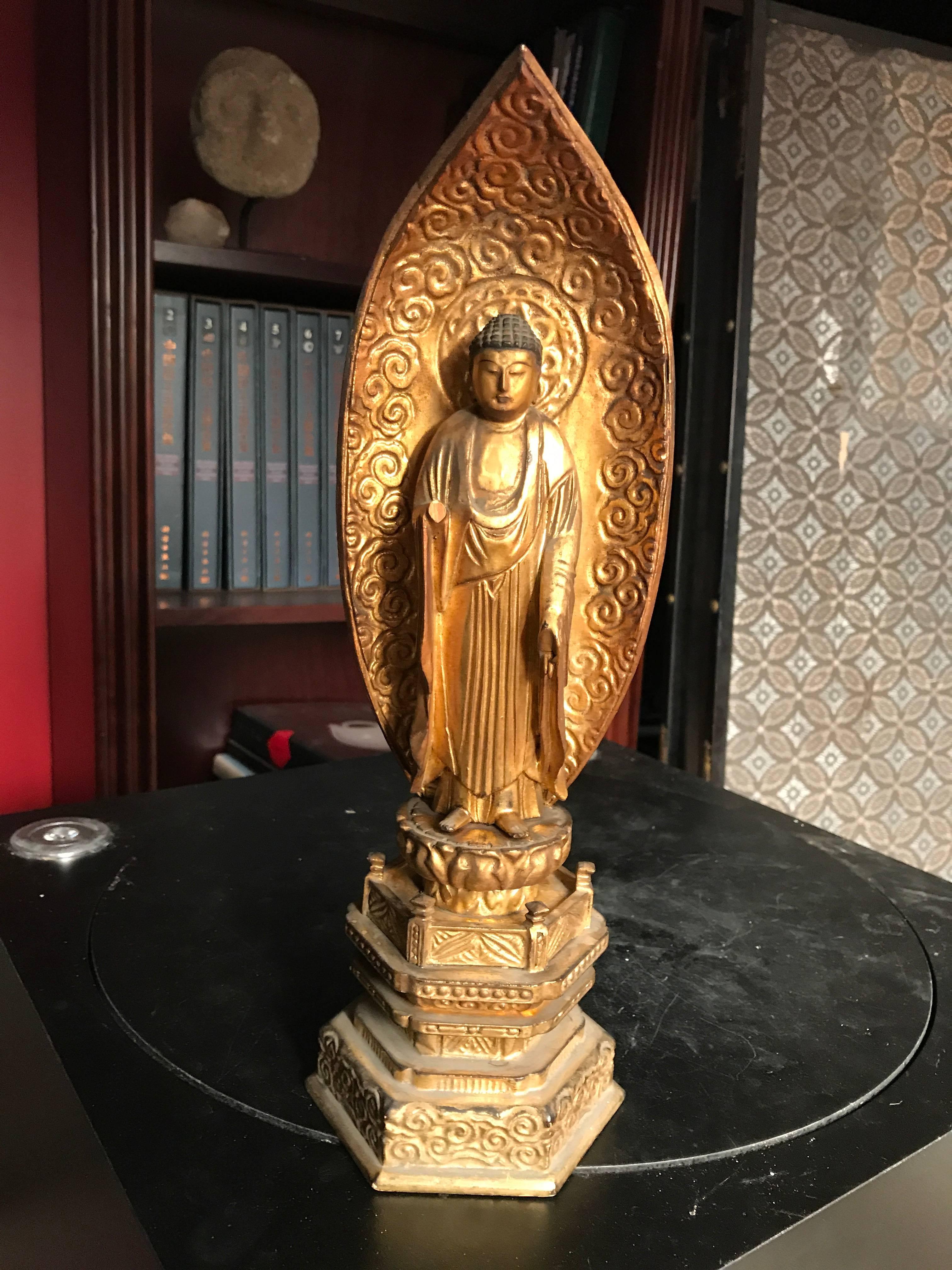Taisho Japan Gold Compassionate Buddha Ready for Your Home and Shrine