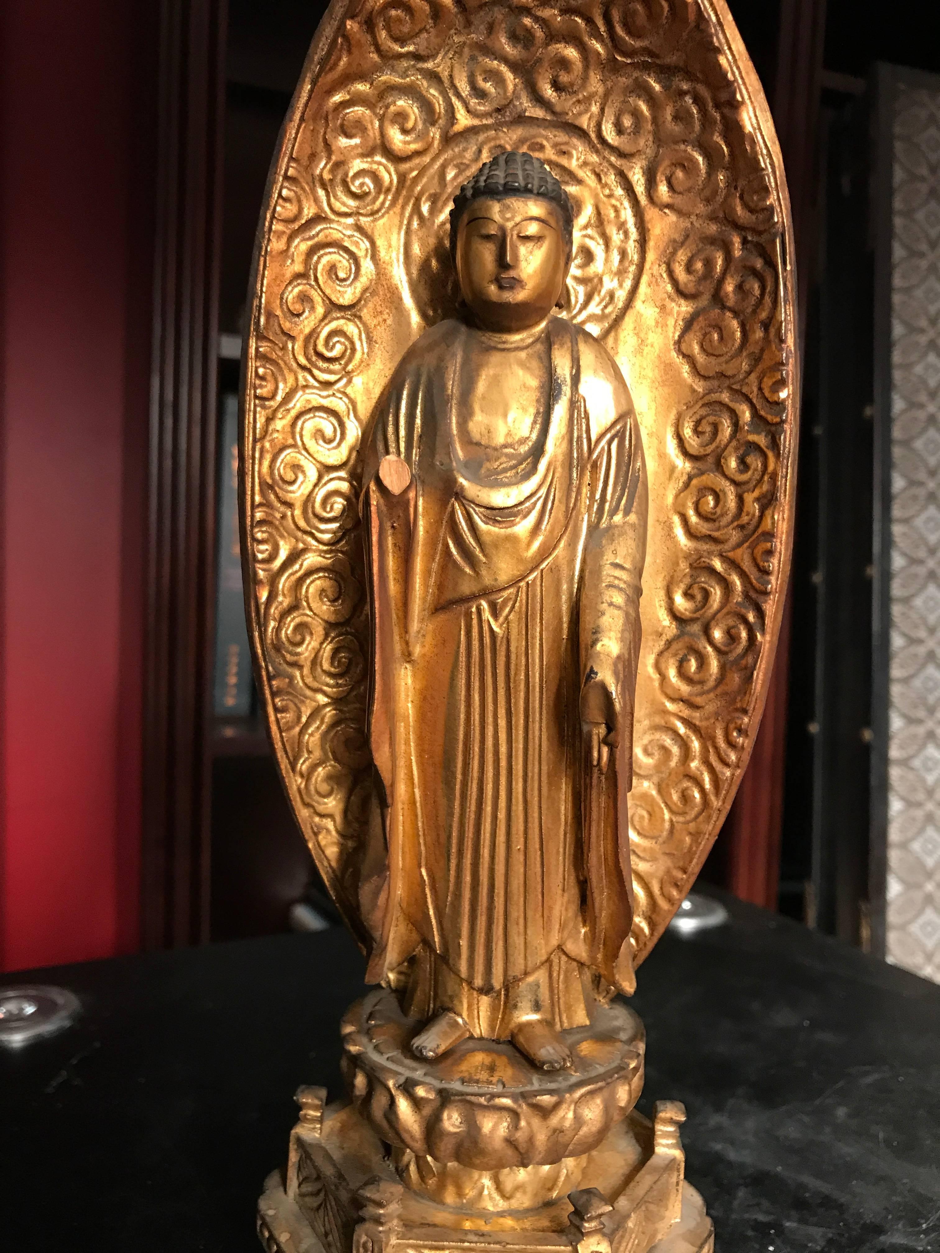 Japanese Japan Gold Compassionate Buddha Ready for Your Home and Shrine