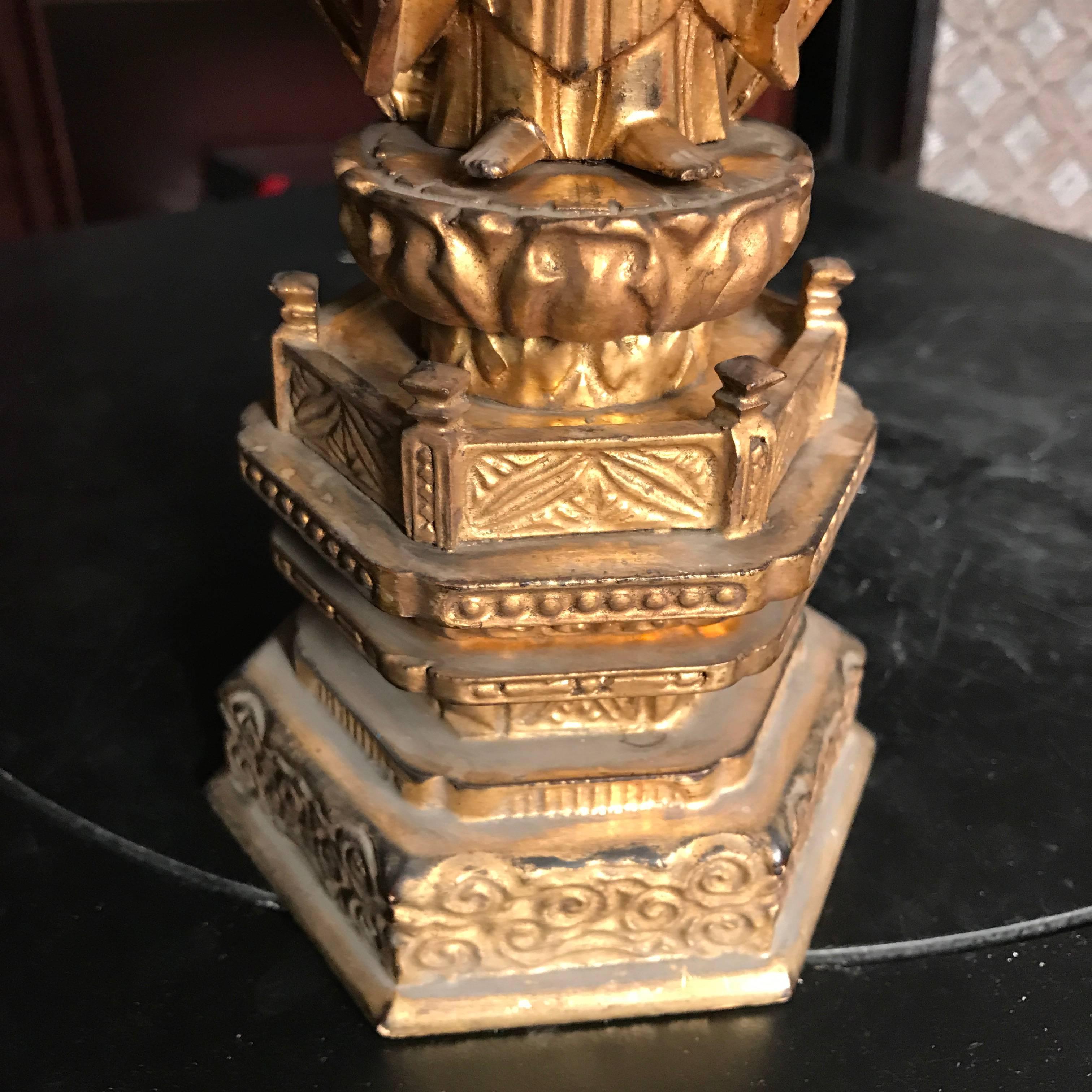 20th Century Japan Gold Compassionate Buddha Ready for Your Home and Shrine