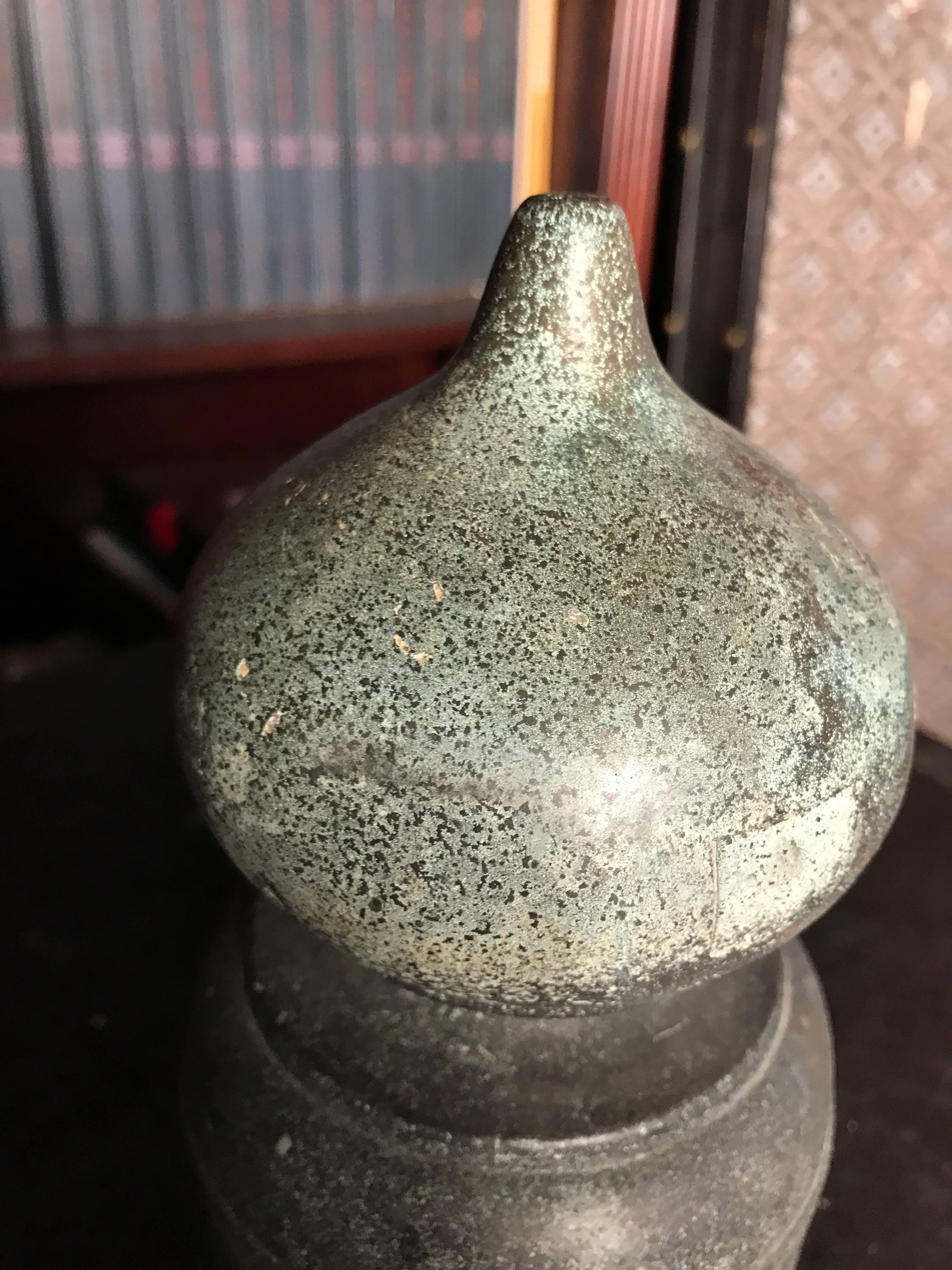 Japanese Japan Antique Hand Cast Bronze Buddhist Ornament Giboshi Perfect Garden Piece
