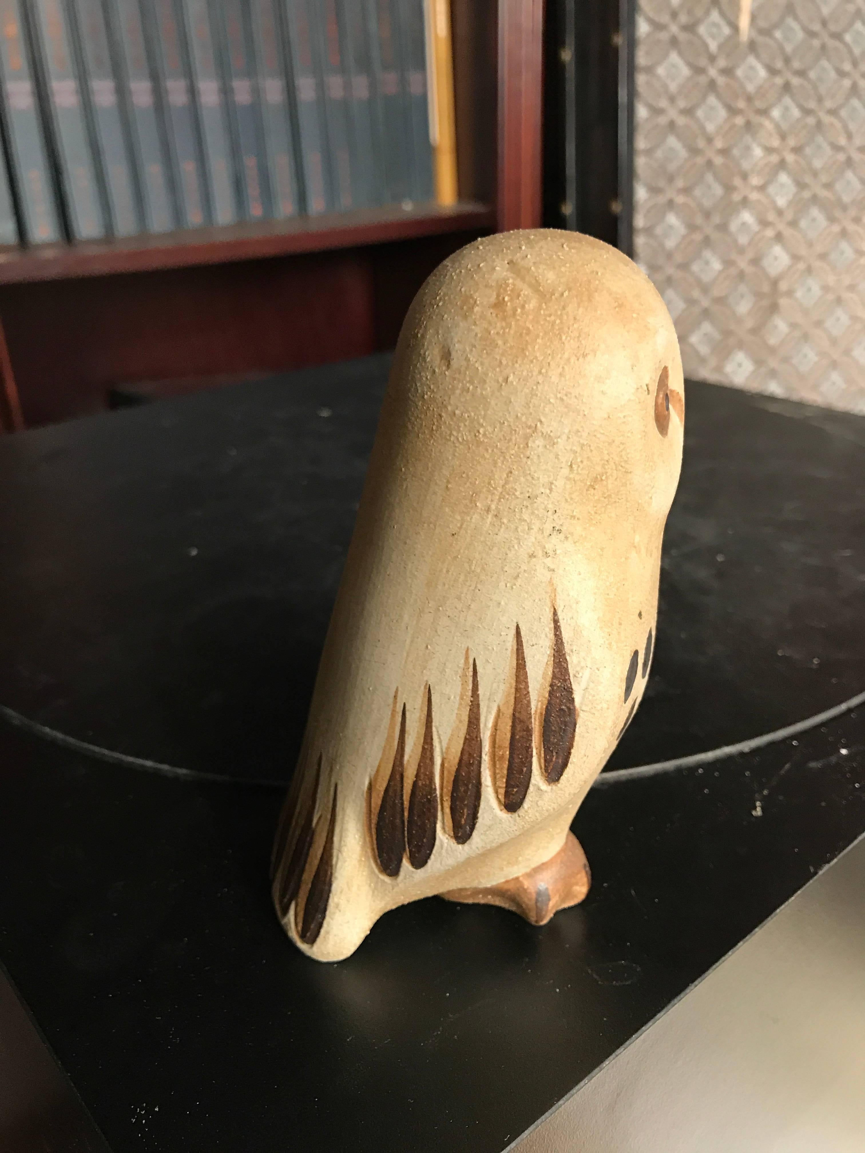 Cute Ceramic Barn Owl Signed Muller Mid-Century Modern In Excellent Condition In South Burlington, VT